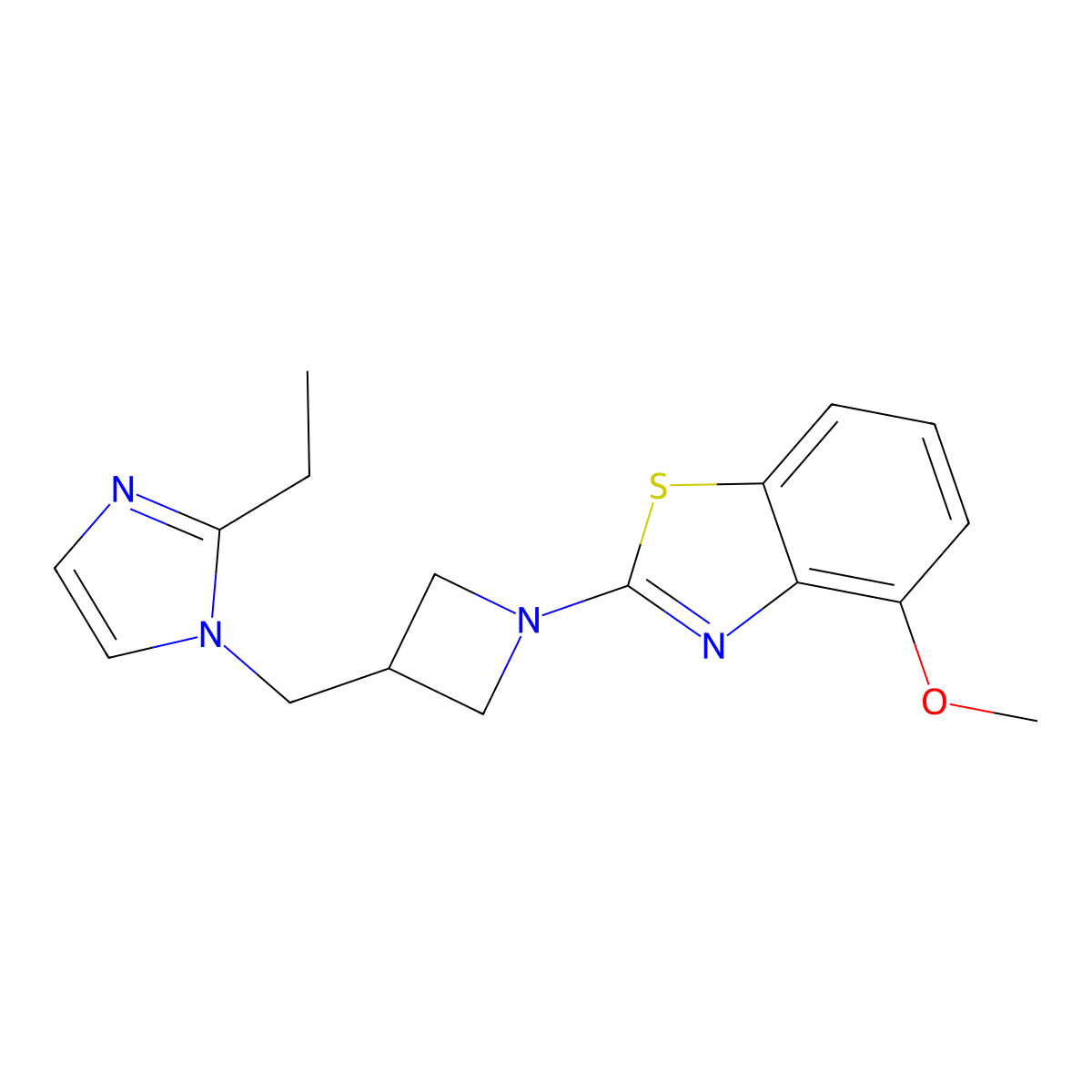 2-{3-[(2-ethyl-1H-imidazol-1-yl)methyl]azetidin-1-yl}-4-methoxy-1,3-benzothiazole molecular structure, CAS 2742057-06-1