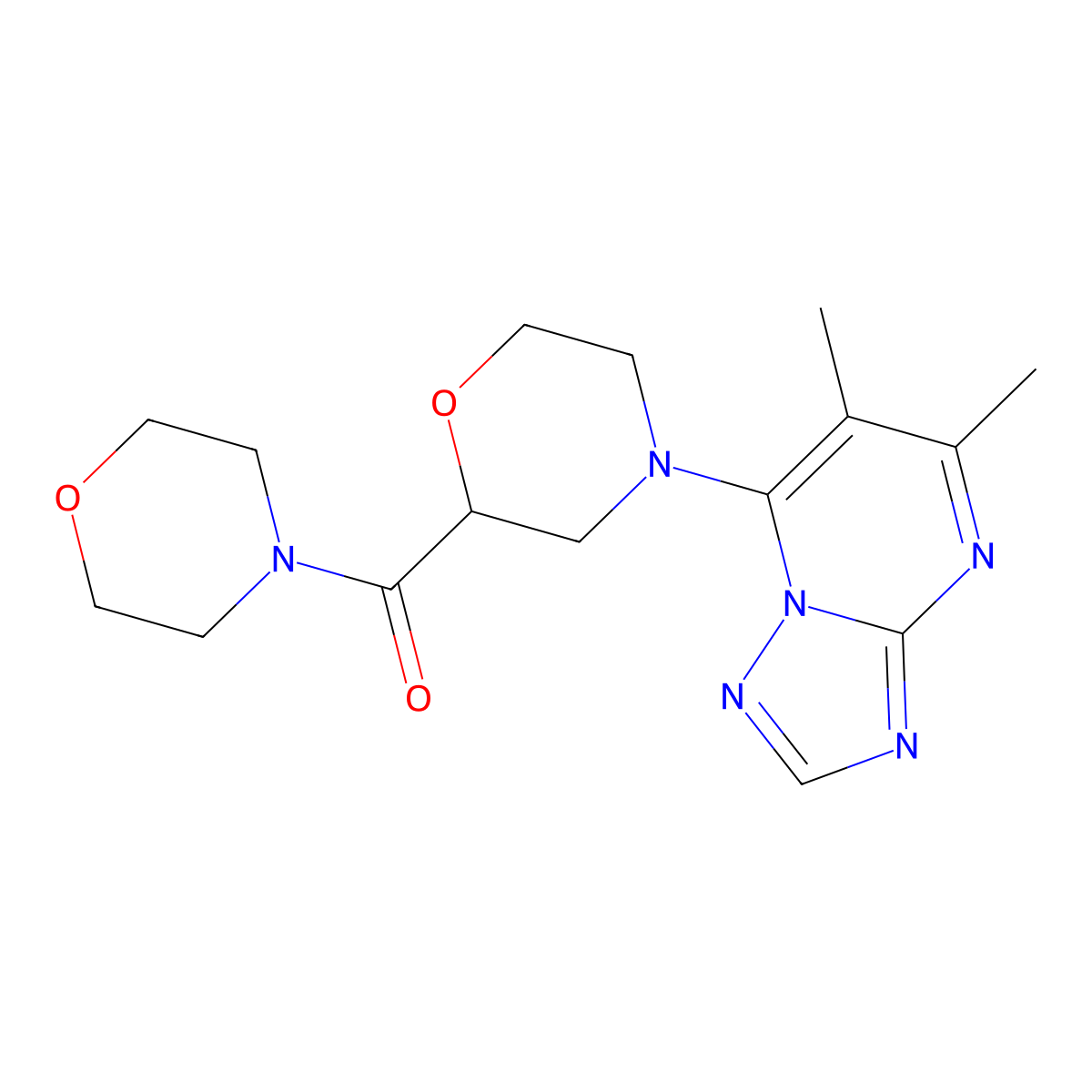 4-{5,6-Dimethyl-[1,2,4]triazolo[1,5-a]pyrimidin-7-yl}-2-(morpholine-4-carbonyl)morpholine molecular structure, CAS 2742057-11-8