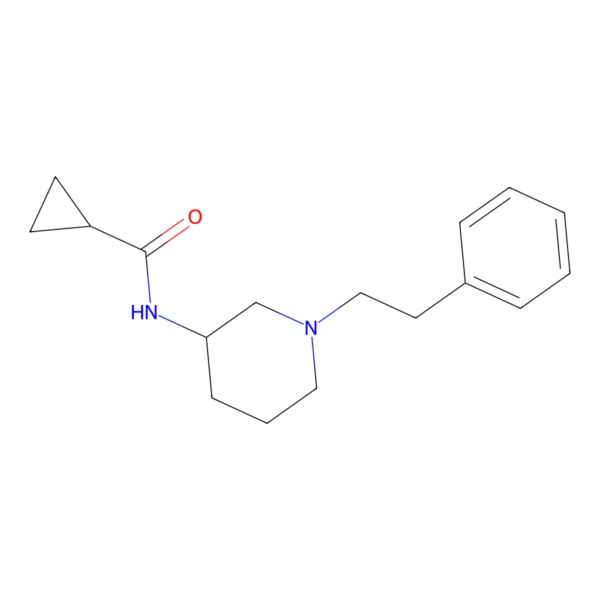 N-[1-(2-phenylethyl)piperidin-3-yl]cyclopropanecarboxamide molecular structure, CAS 2742057-12-9