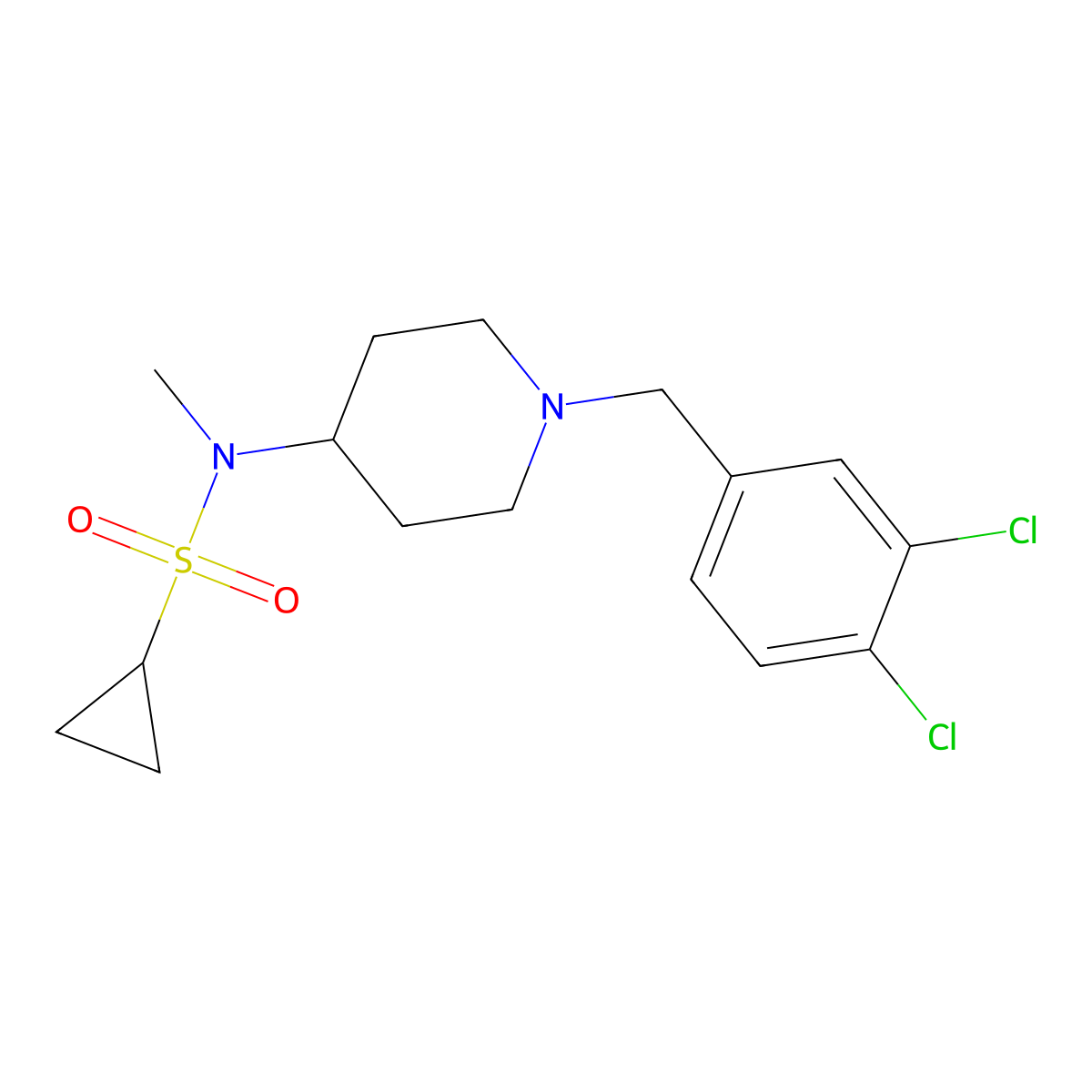 N-{1-[(3,4-dichlorophenyl)methyl]piperidin-4-yl}-N-methylcyclopropanesulfonamide molecular structure, CAS 2742057-16-3