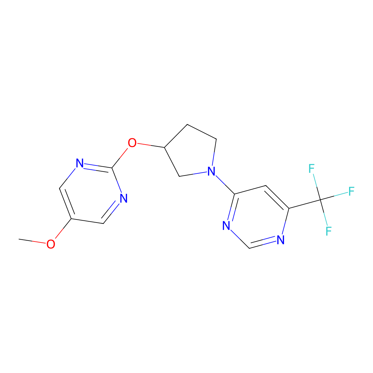 4-{3-[(5-Methoxypyrimidin-2-yl)oxy]pyrrolidin-1-yl}-6-(trifluoromethyl)pyrimidine molecular structure, CAS 2742057-22-1