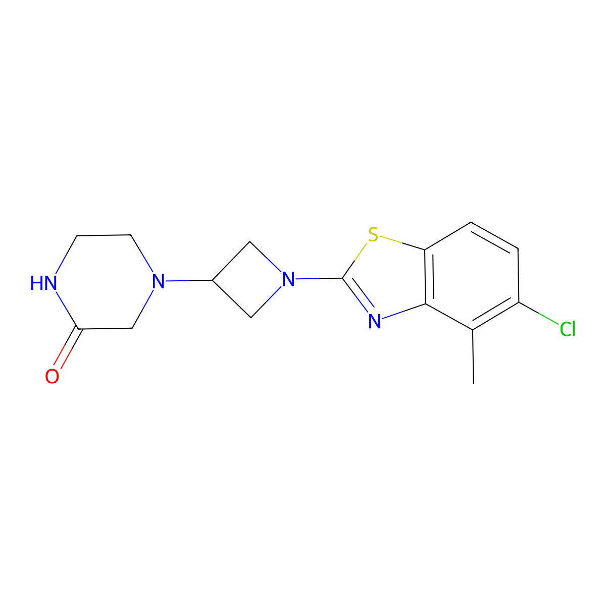4-[1-(5-Chloro-4-methyl-1,3-benzothiazol-2-yl)azetidin-3-yl]piperazin-2-one molecular structure, CAS 2742057-29-8