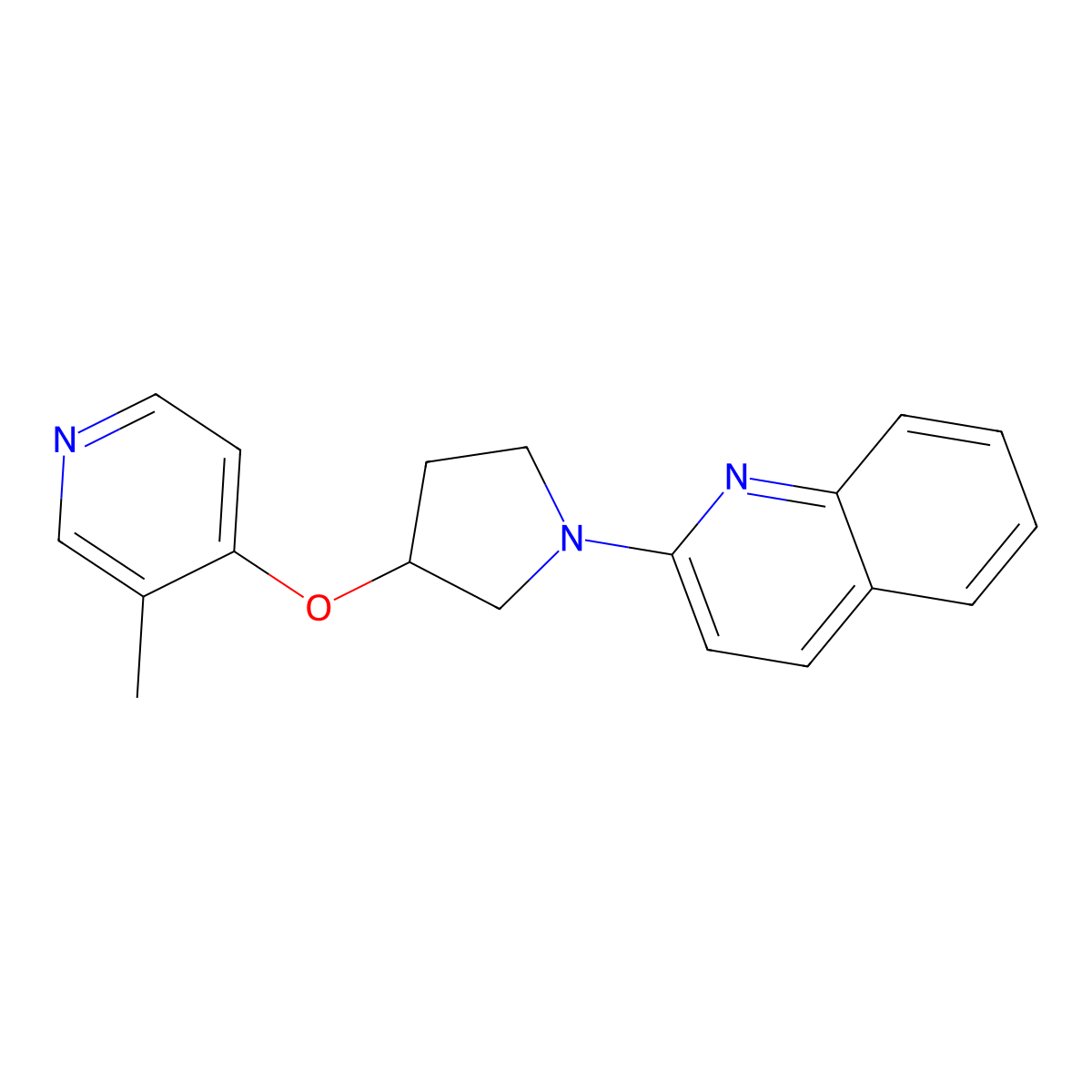 2-{3-[(3-Methylpyridin-4-yl)oxy]pyrrolidin-1-yl}quinoline molecular structure, CAS 2742057-30-1