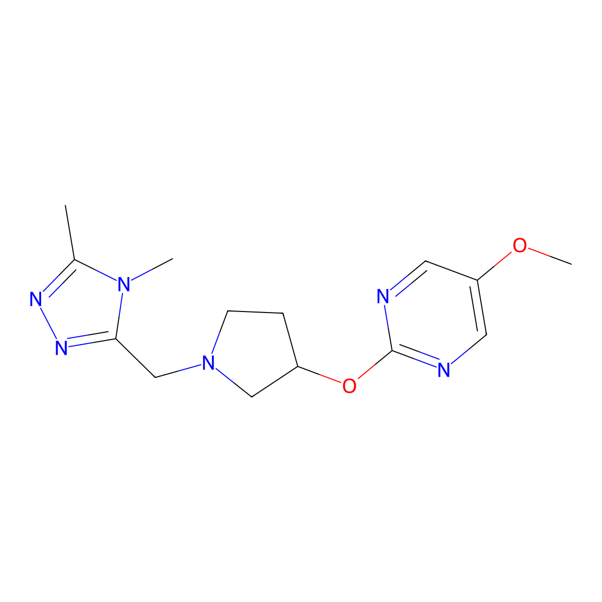 2-({1-[(4,5-dimethyl-4H-1,2,4-triazol-3-yl)methyl]pyrrolidin-3-yl}oxy)-5-methoxypyrimidine molecular structure, CAS 2742057-33-4