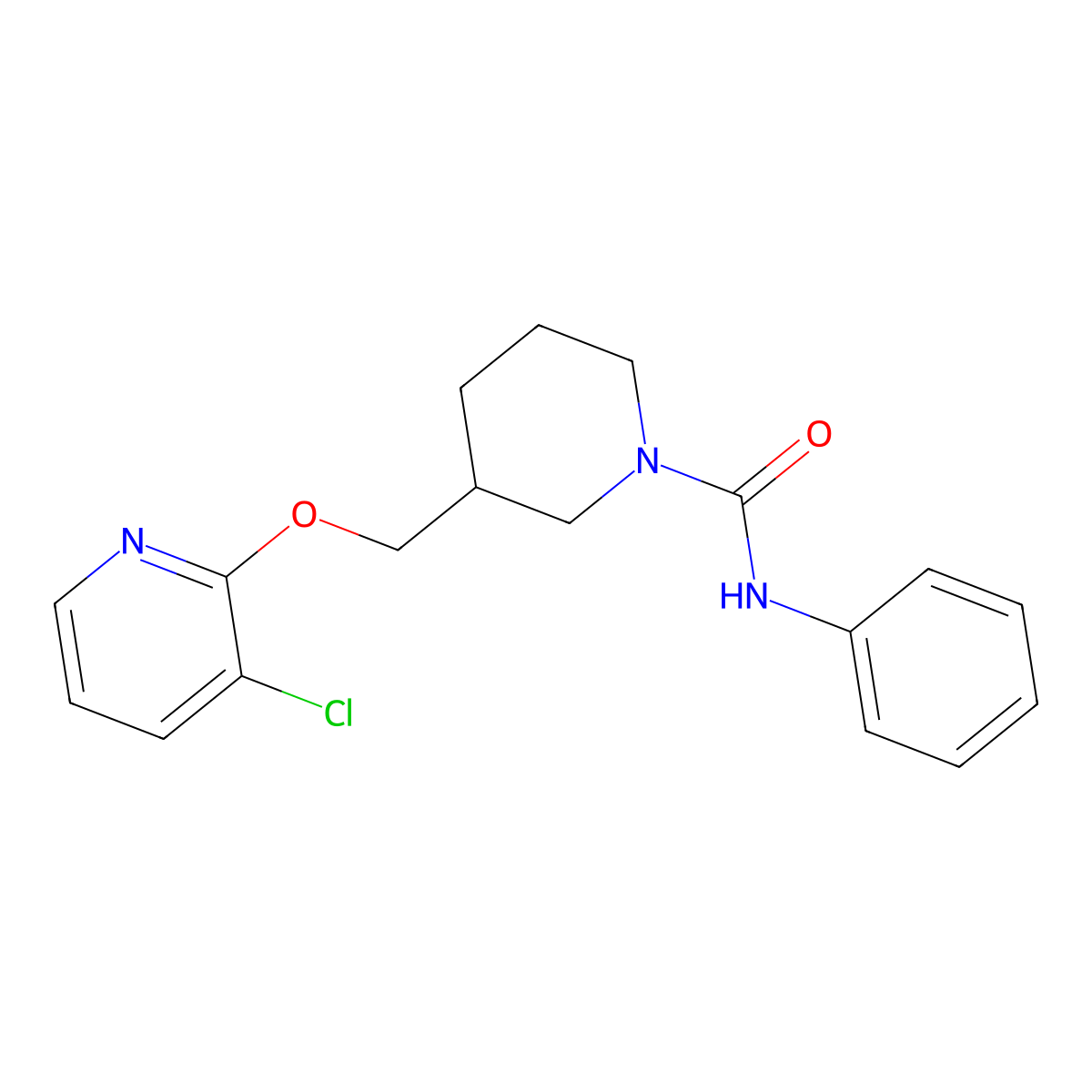 3-{[(3-chloropyridin-2-yl)oxy]methyl}-N-phenylpiperidine-1-carboxamide molecular structure, CAS 2742057-35-6
