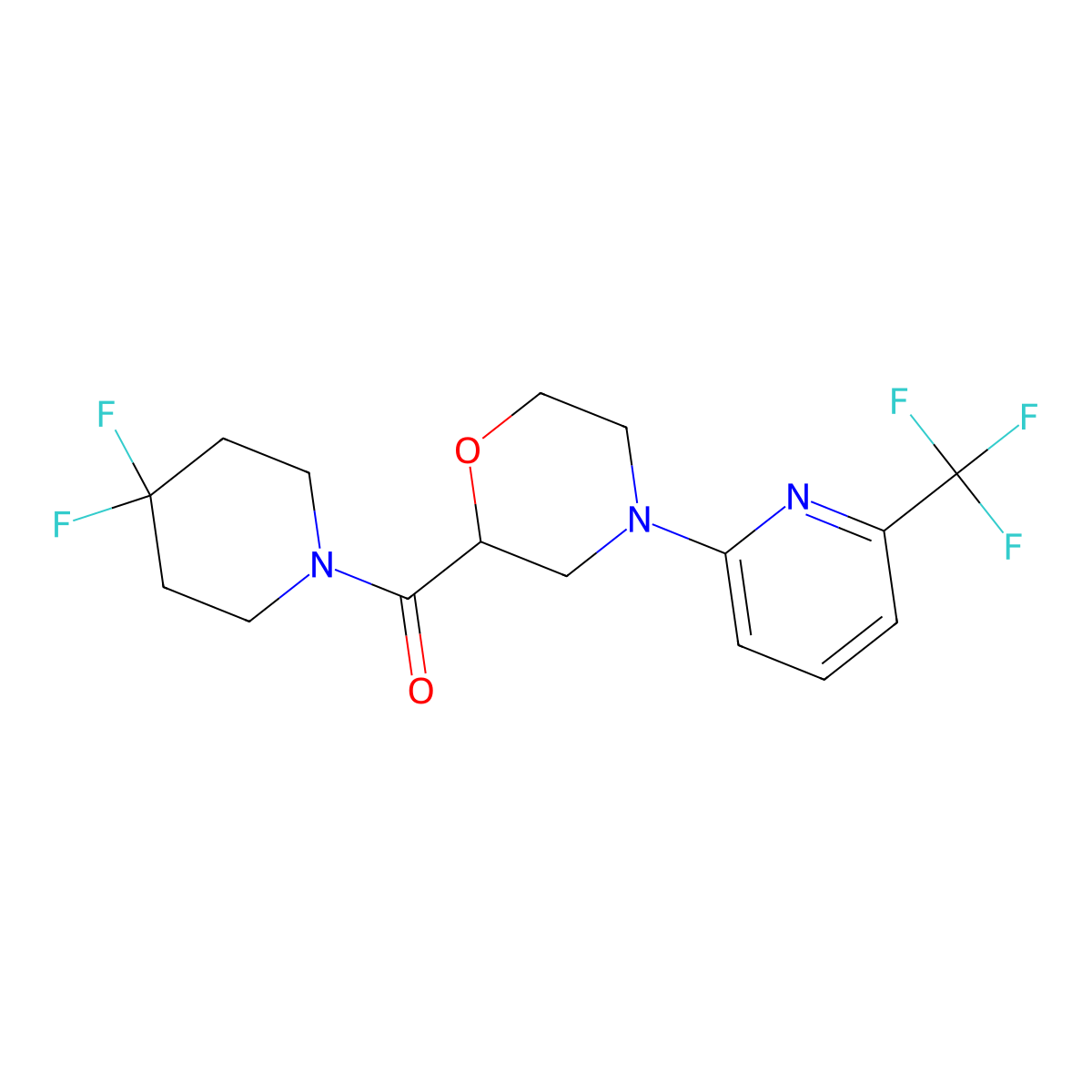 2-(4,4-Difluoropiperidine-1-carbonyl)-4-[6-(trifluoromethyl)pyridin-2-yl]morpholine molecular structure, CAS 2742057-41-4