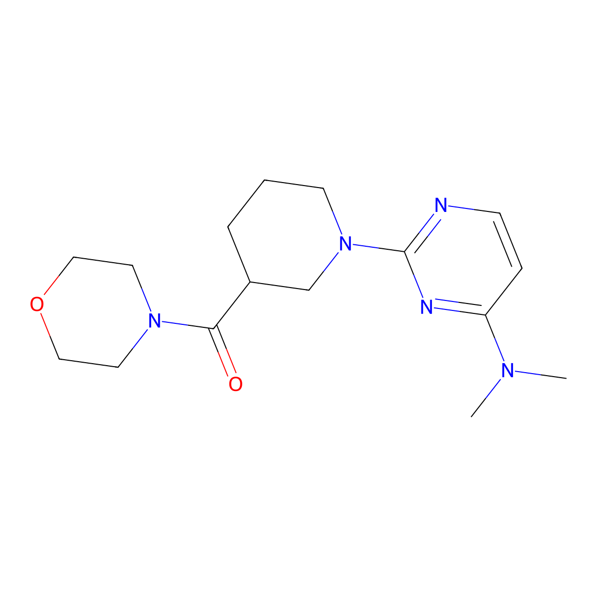 N,N-dimethyl-2-[3-(morpholine-4-carbonyl)piperidin-1-yl]pyrimidin-4-amine molecular structure, CAS 2742057-42-5