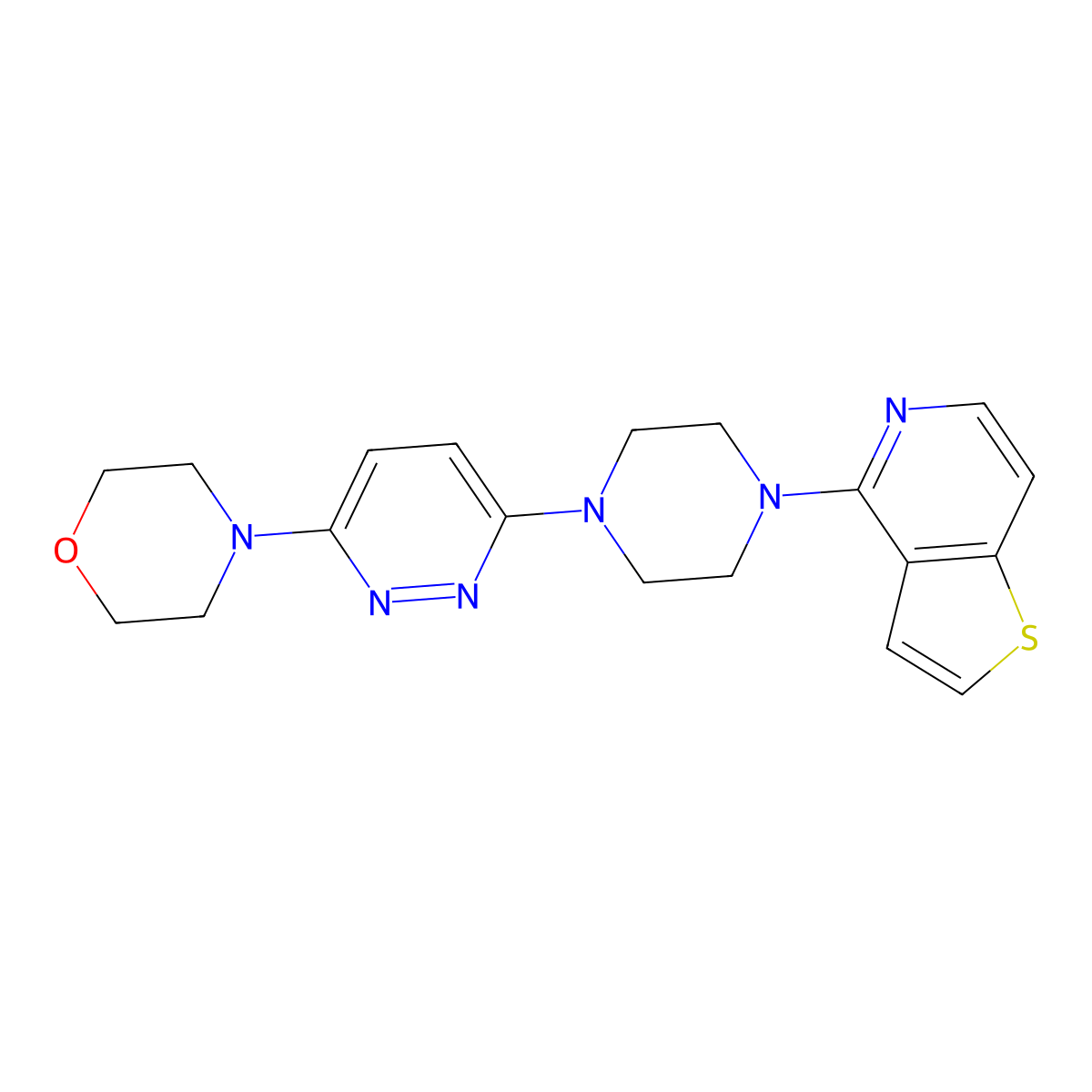 4-[6-(4-{Thieno[3,2-c]pyridin-4-yl}piperazin-1-yl)pyridazin-3-yl]morpholine molecular structure, CAS 2742057-44-7