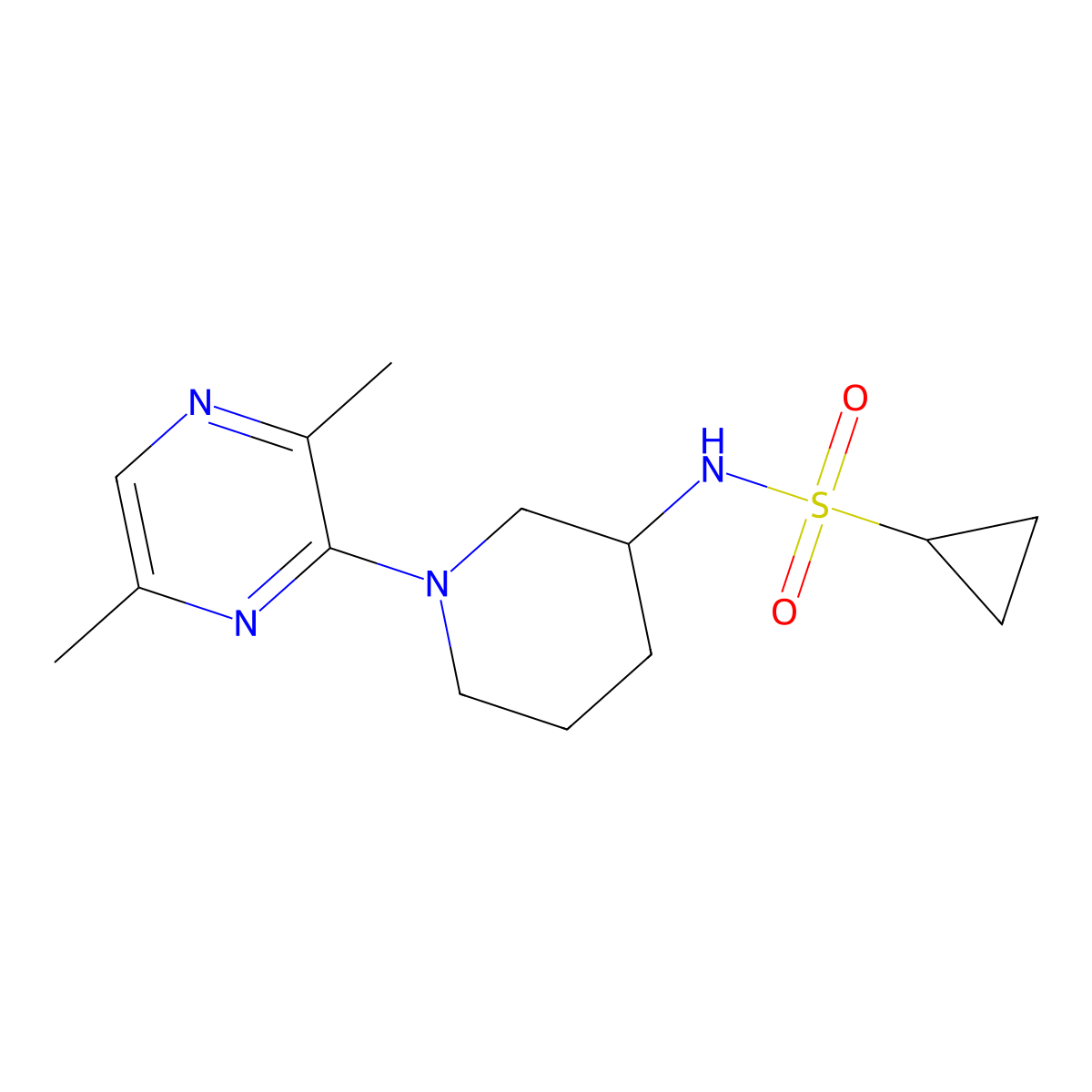N-[1-(3,6-dimethylpyrazin-2-yl)piperidin-3-yl]cyclopropanesulfonamide molecular structure, CAS 2742057-46-9