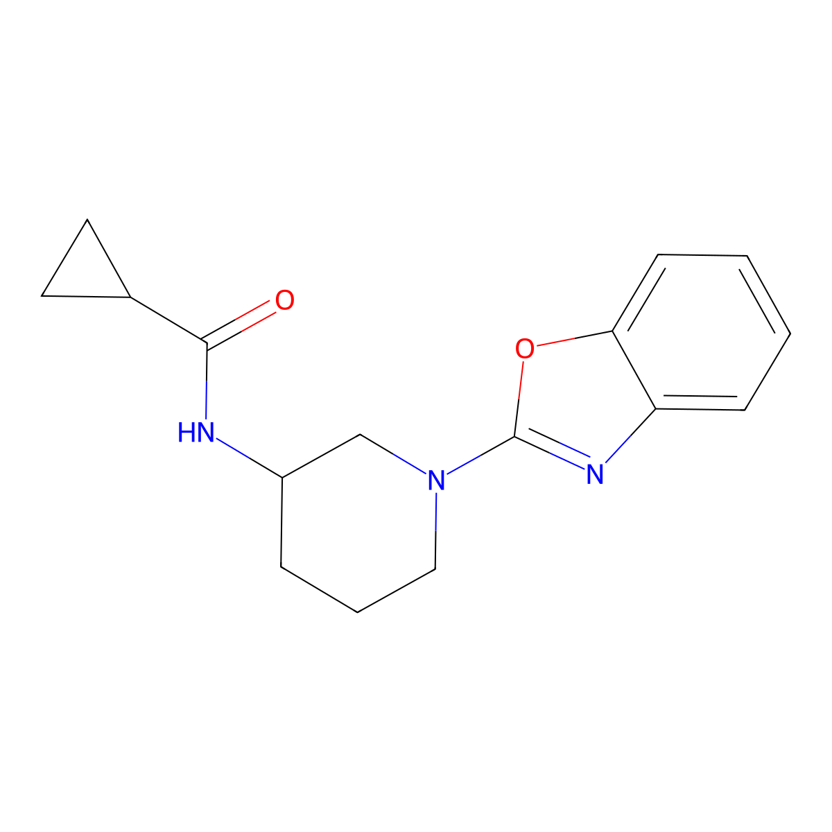 N-[1-(1,3-benzoxazol-2-yl)piperidin-3-yl]cyclopropanecarboxamide molecular structure, CAS 2742057-49-2