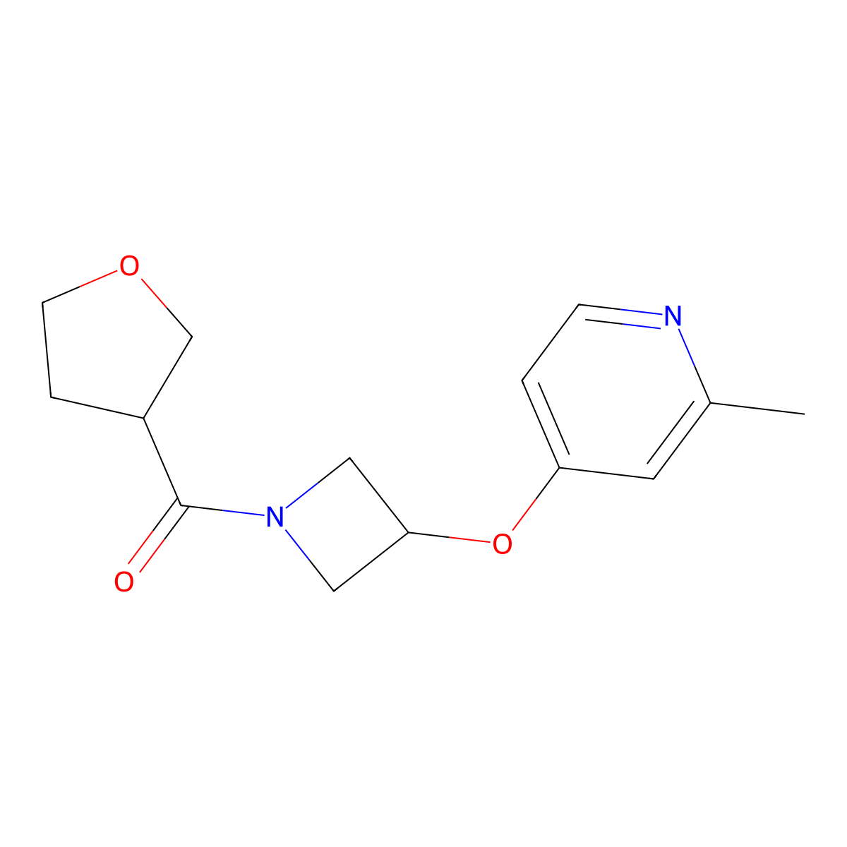 2-Methyl-4-{[1-(oxolane-3-carbonyl)azetidin-3-yl]oxy}pyridine molecular structure, CAS 2742057-50-5