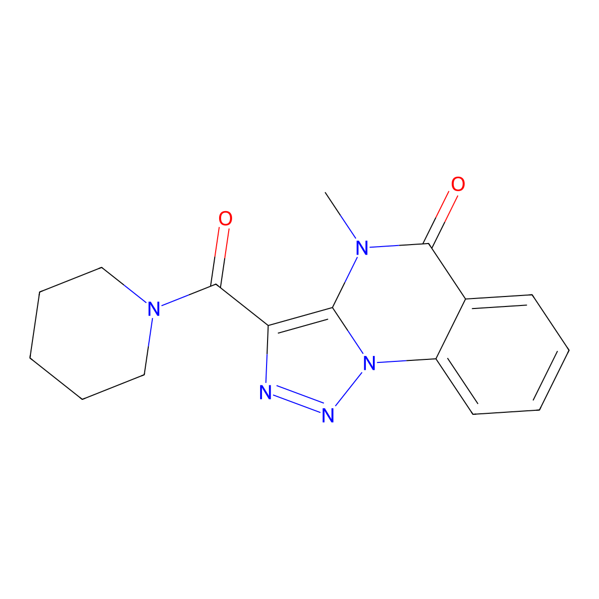4-methyl-3-(piperidine-1-carbonyl)-4H,5H-[1,2,3]triazolo[1,5-a]quinazolin-5-one molecular structure, CAS 2742057-54-9