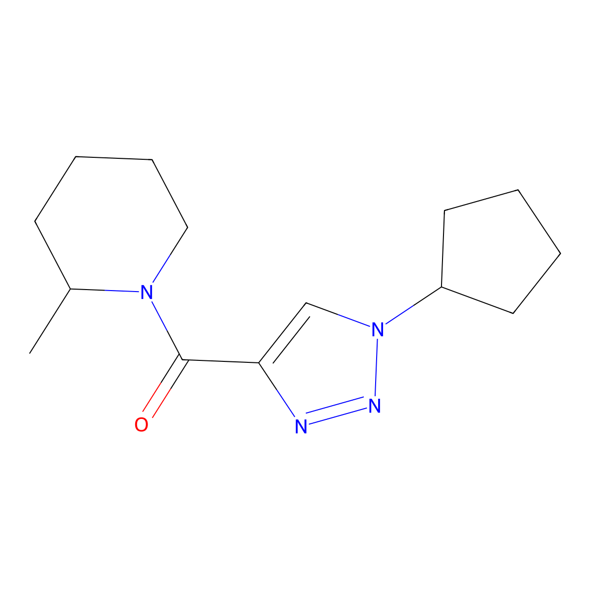 1-(1-cyclopentyl-1H-1,2,3-triazole-4-carbonyl)-2-methylpiperidine molecular structure, CAS 2742057-60-7