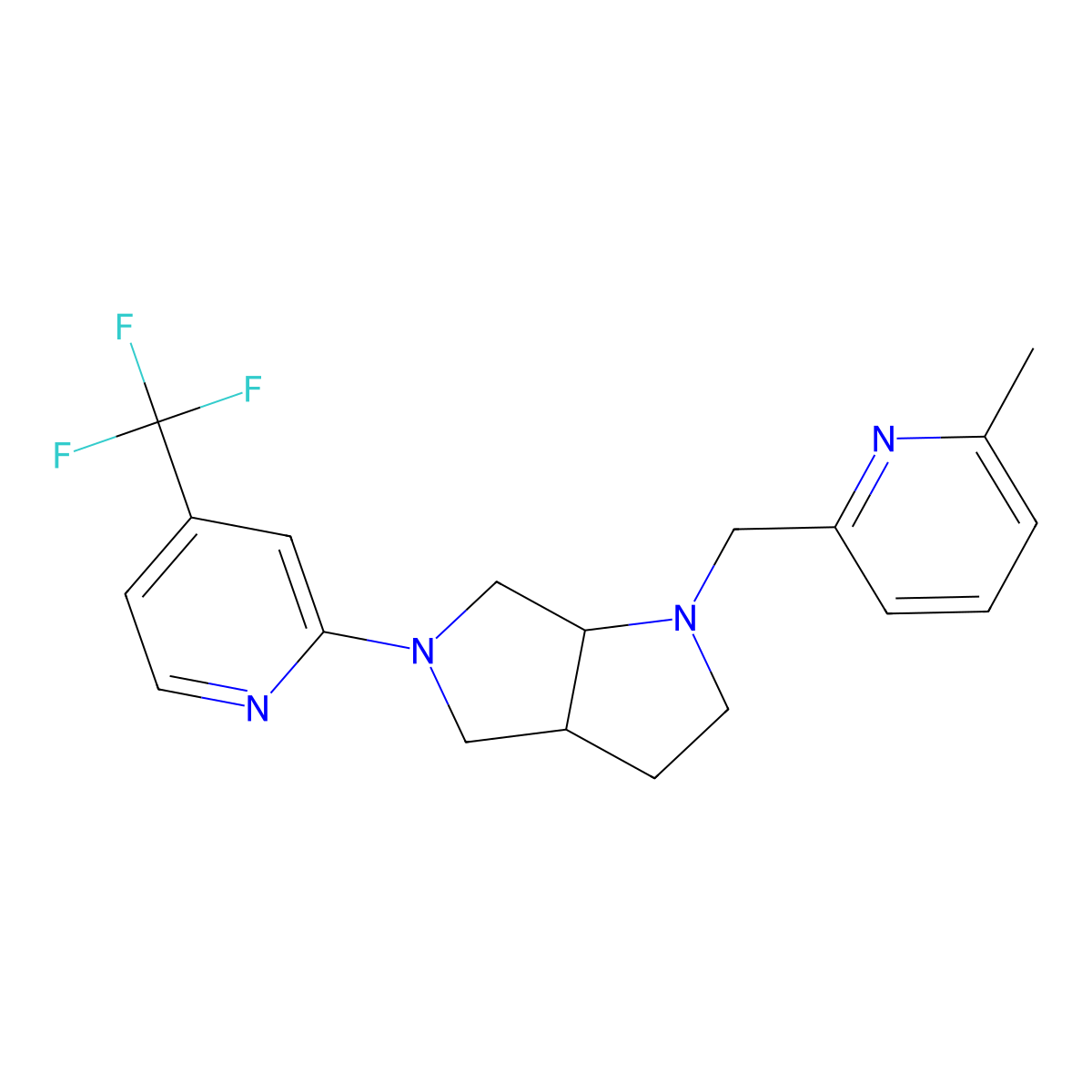 2-{1-[(6-Methylpyridin-2-yl)methyl]-octahydropyrrolo[2,3-c]pyrrol-5-yl}-4-(trifluoromethyl)pyridine molecular structure, CAS 2742057-63-0