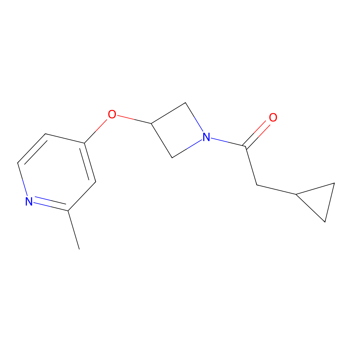 2-Cyclopropyl-1-{3-[(2-methylpyridin-4-yl)oxy]azetidin-1-yl}ethan-1-one molecular structure, CAS 2742057-65-2