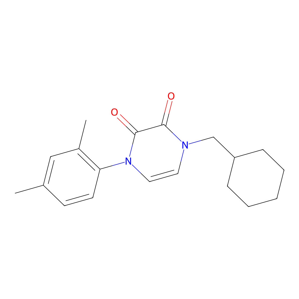 1-(Cyclohexylmethyl)-4-(2,4-dimethylphenyl)-1,2,3,4-tetrahydropyrazine-2,3-dione molecular structure, CAS 2742057-67-4
