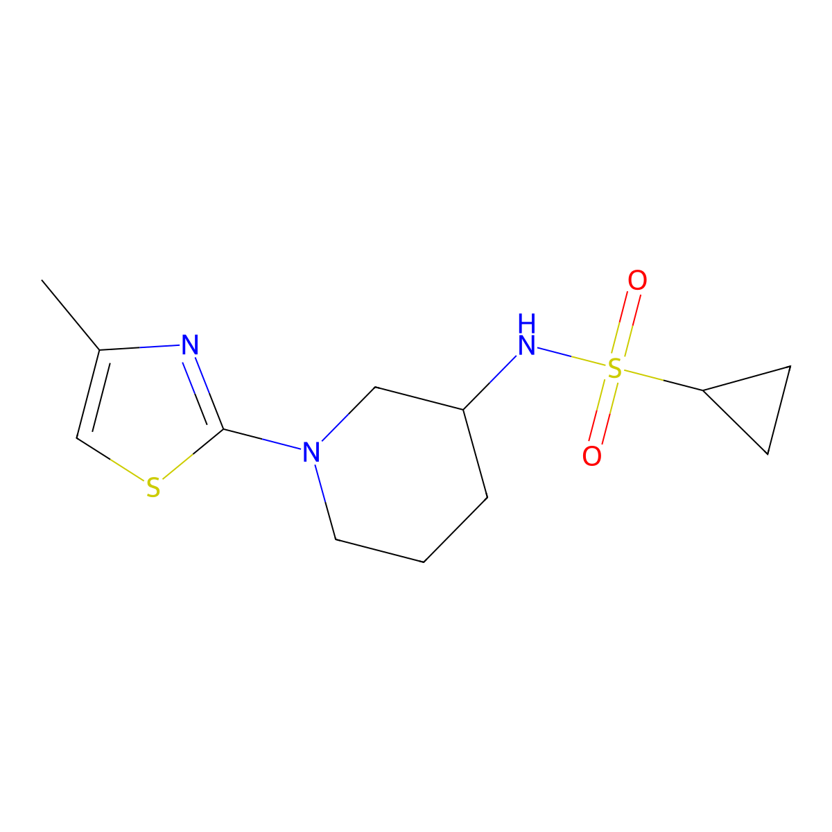 N-[1-(4-methyl-1,3-thiazol-2-yl)piperidin-3-yl]cyclopropanesulfonamide molecular structure, CAS 2742057-70-9