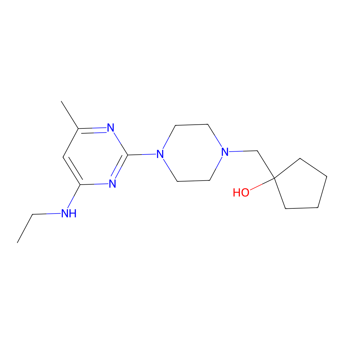 1-({4-[4-(Ethylamino)-6-methylpyrimidin-2-yl]piperazin-1-yl}methyl)cyclopentan-1-ol molecular structure, CAS 2742057-73-2