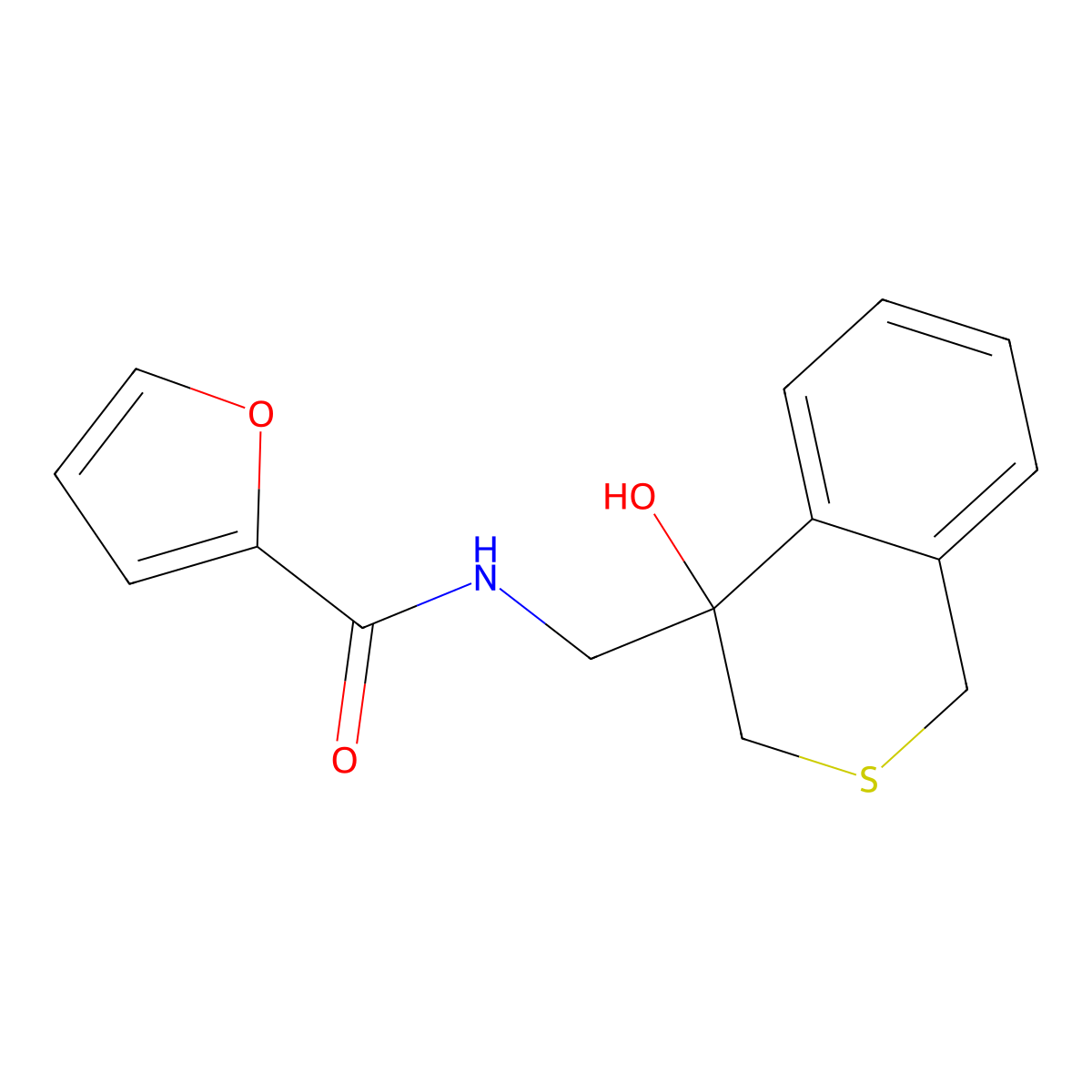 N-[(4-hydroxy-3,4-dihydro-1H-2-benzothiopyran-4-yl)methyl]furan-2-carboxamide molecular structure, CAS 2742057-77-6