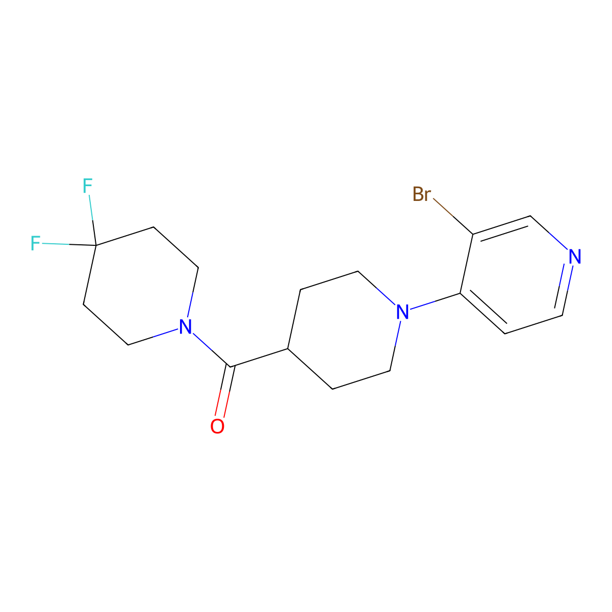 3-Bromo-4-[4-(4,4-difluoropiperidine-1-carbonyl)piperidin-1-yl]pyridine molecular structure, CAS 2742057-80-1