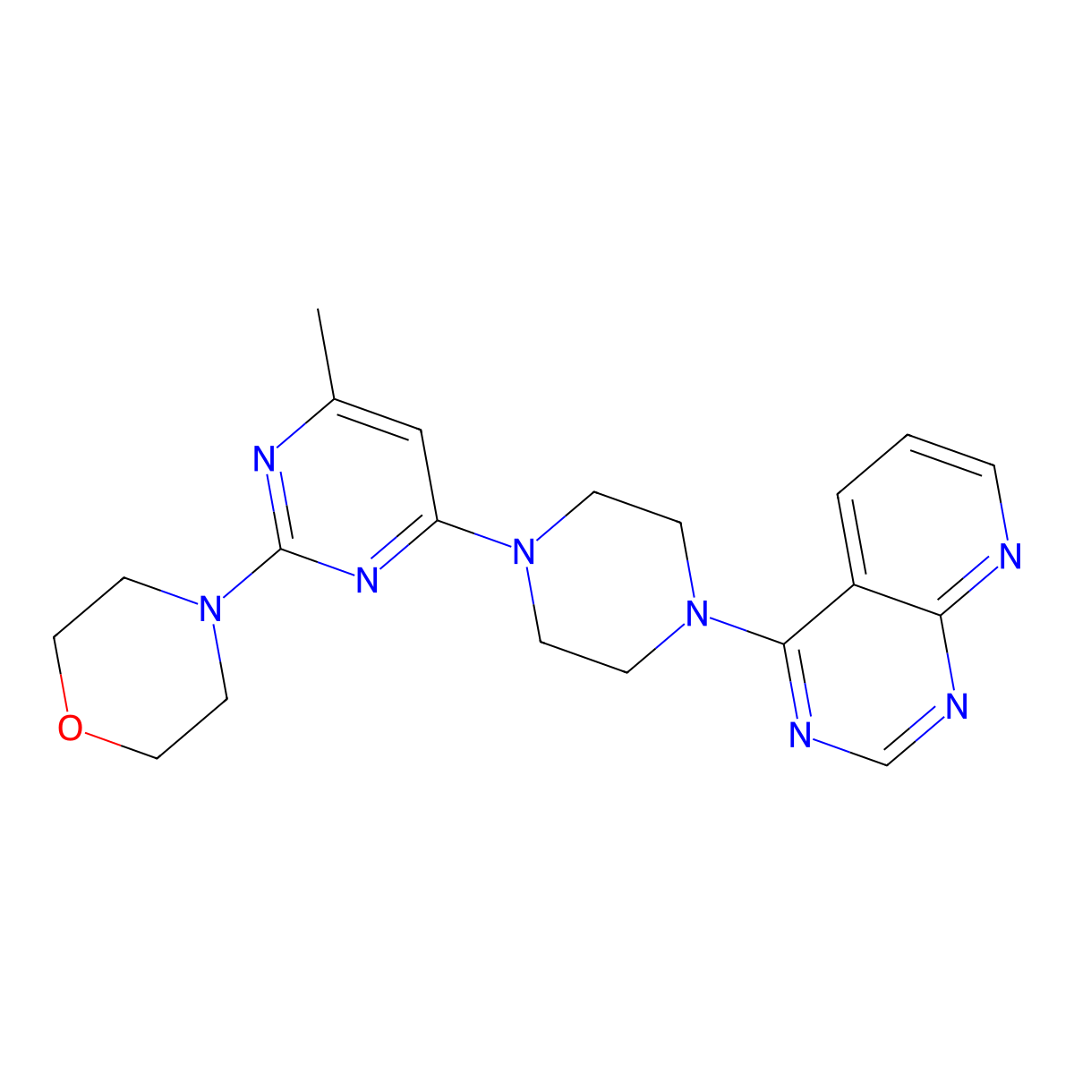 4-[4-Methyl-6-(4-{pyrido[2,3-d]pyrimidin-4-yl}piperazin-1-yl)pyrimidin-2-yl]morpholine molecular structure, CAS 2742057-85-6