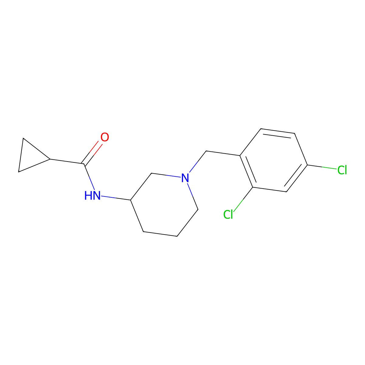 N-{1-[(2,4-dichlorophenyl)methyl]piperidin-3-yl}cyclopropanecarboxamide molecular structure, CAS 2742057-86-7