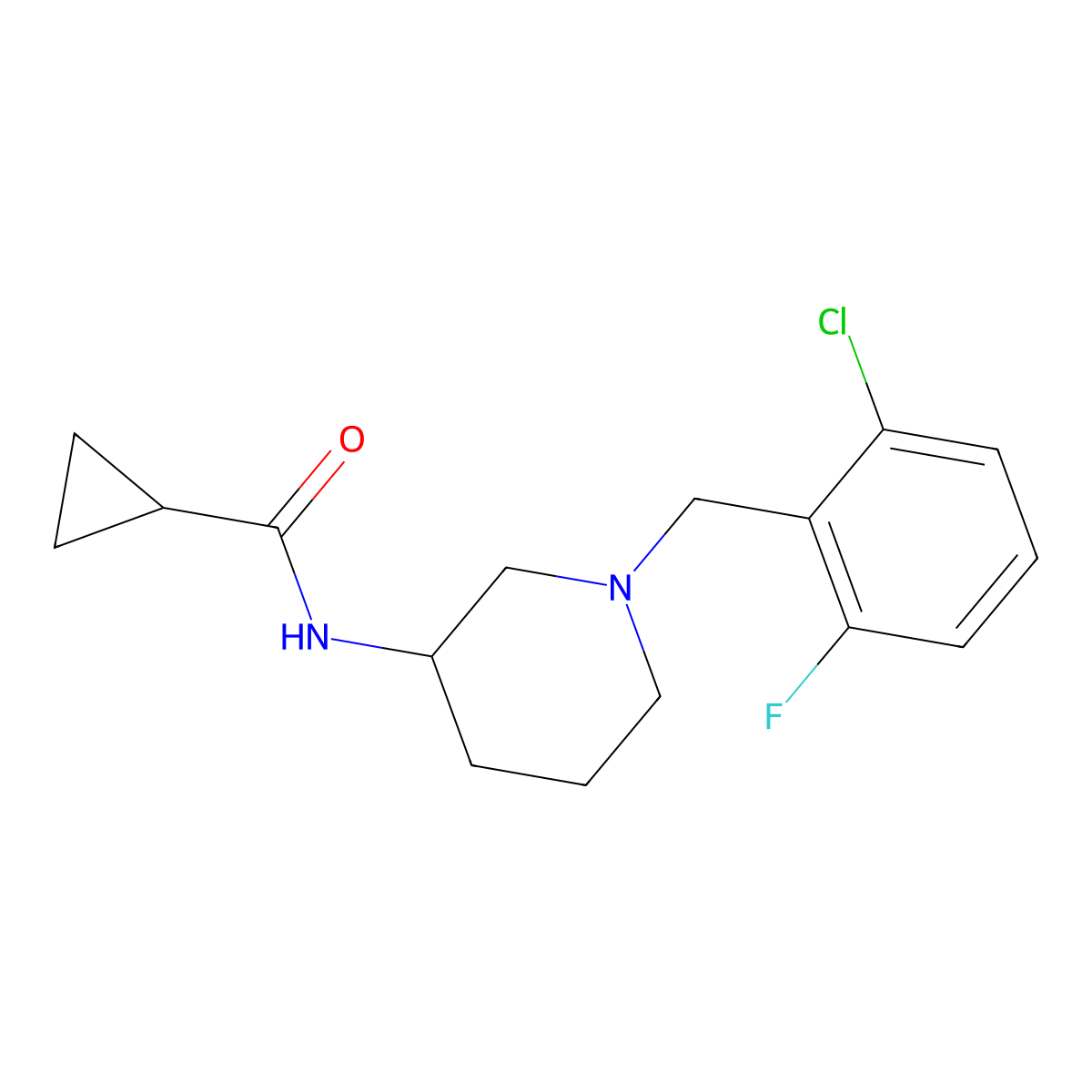 N-{1-[(2-chloro-6-fluorophenyl)methyl]piperidin-3-yl}cyclopropanecarboxamide molecular structure, CAS 2742057-87-8