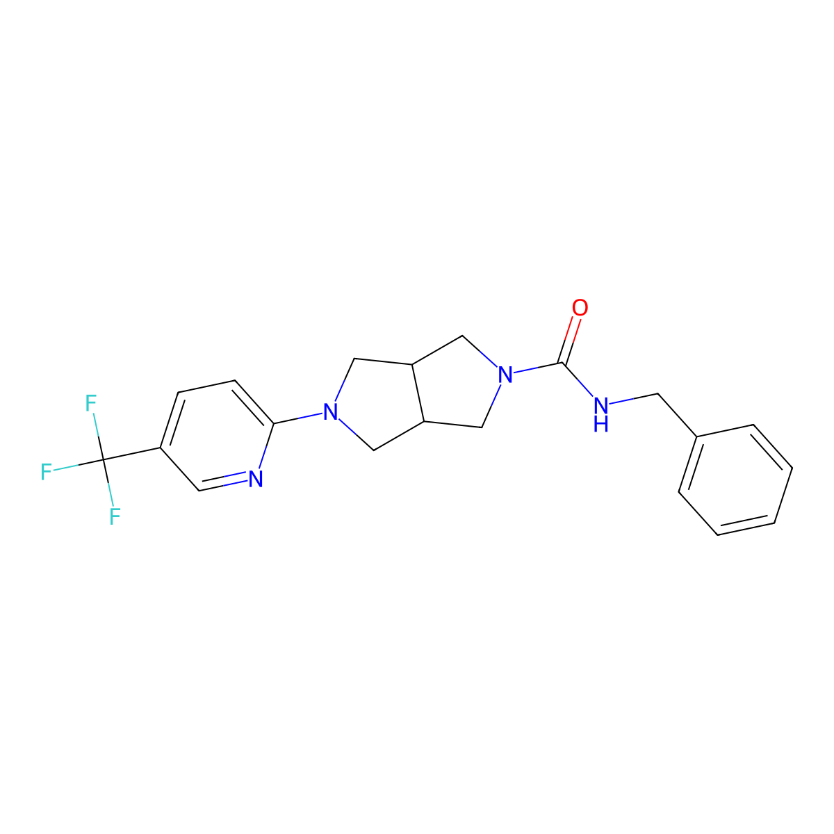N-benzyl-5-[5-(trifluoromethyl)pyridin-2-yl]-octahydropyrrolo[3,4-c]pyrrole-2-carboxamide molecular structure, CAS 2742057-90-3