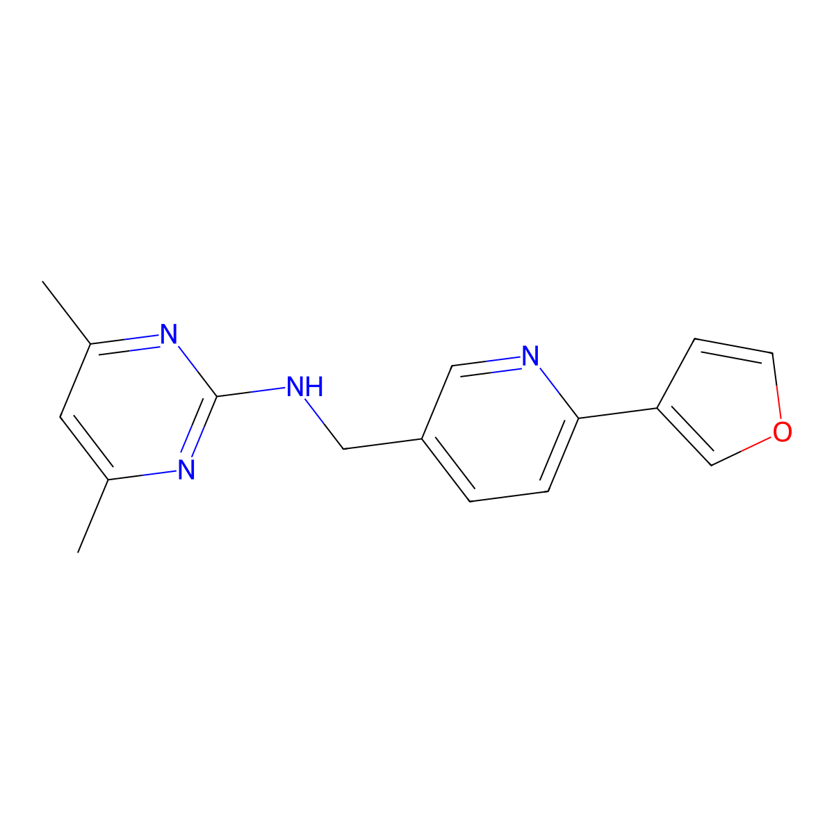 N-{[6-(furan-3-yl)pyridin-3-yl]methyl}-4,6-dimethylpyrimidin-2-amine molecular structure, CAS 2742058-03-1