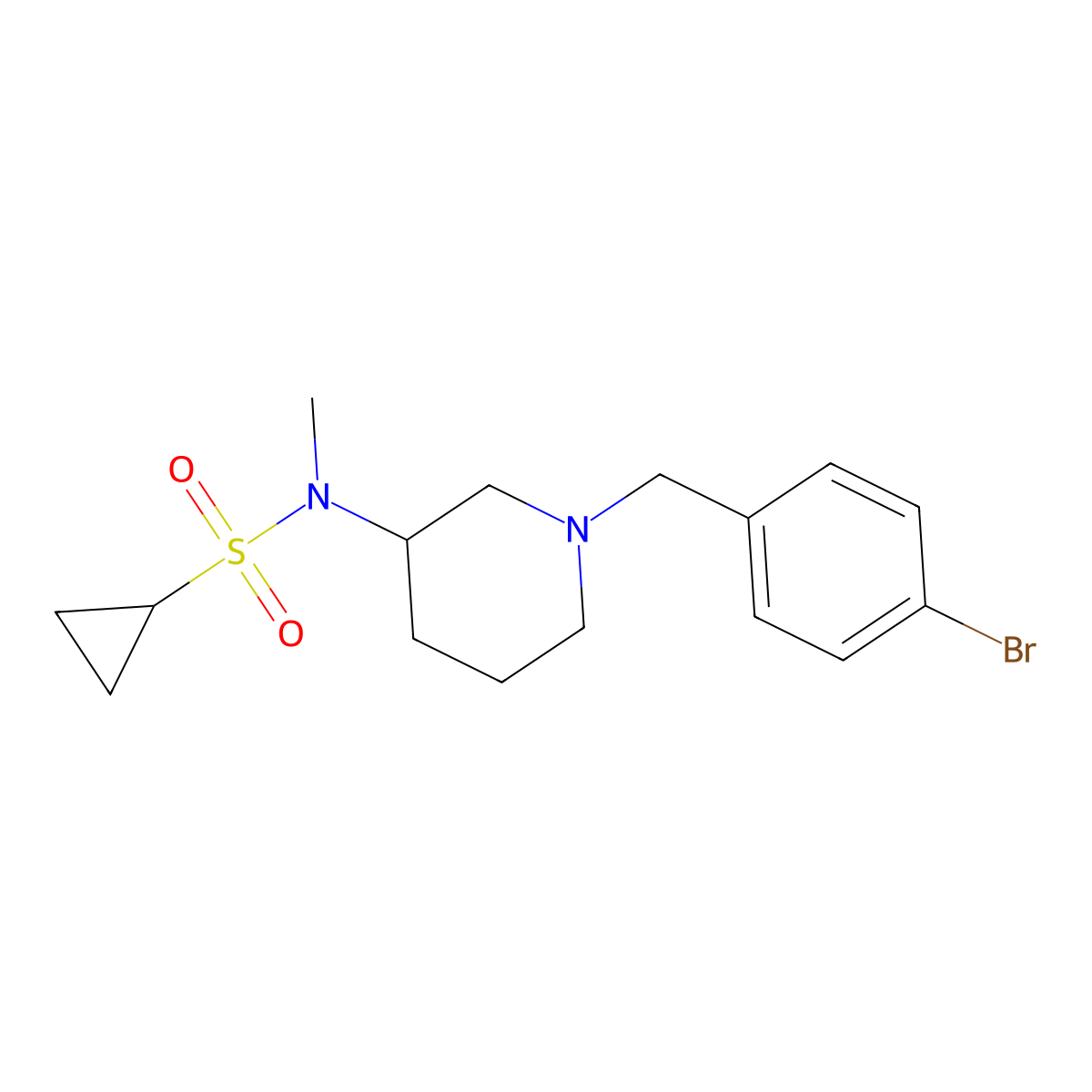 N-{1-[(4-bromophenyl)methyl]piperidin-3-yl}-N-methylcyclopropanesulfonamide molecular structure, CAS 2742058-05-3