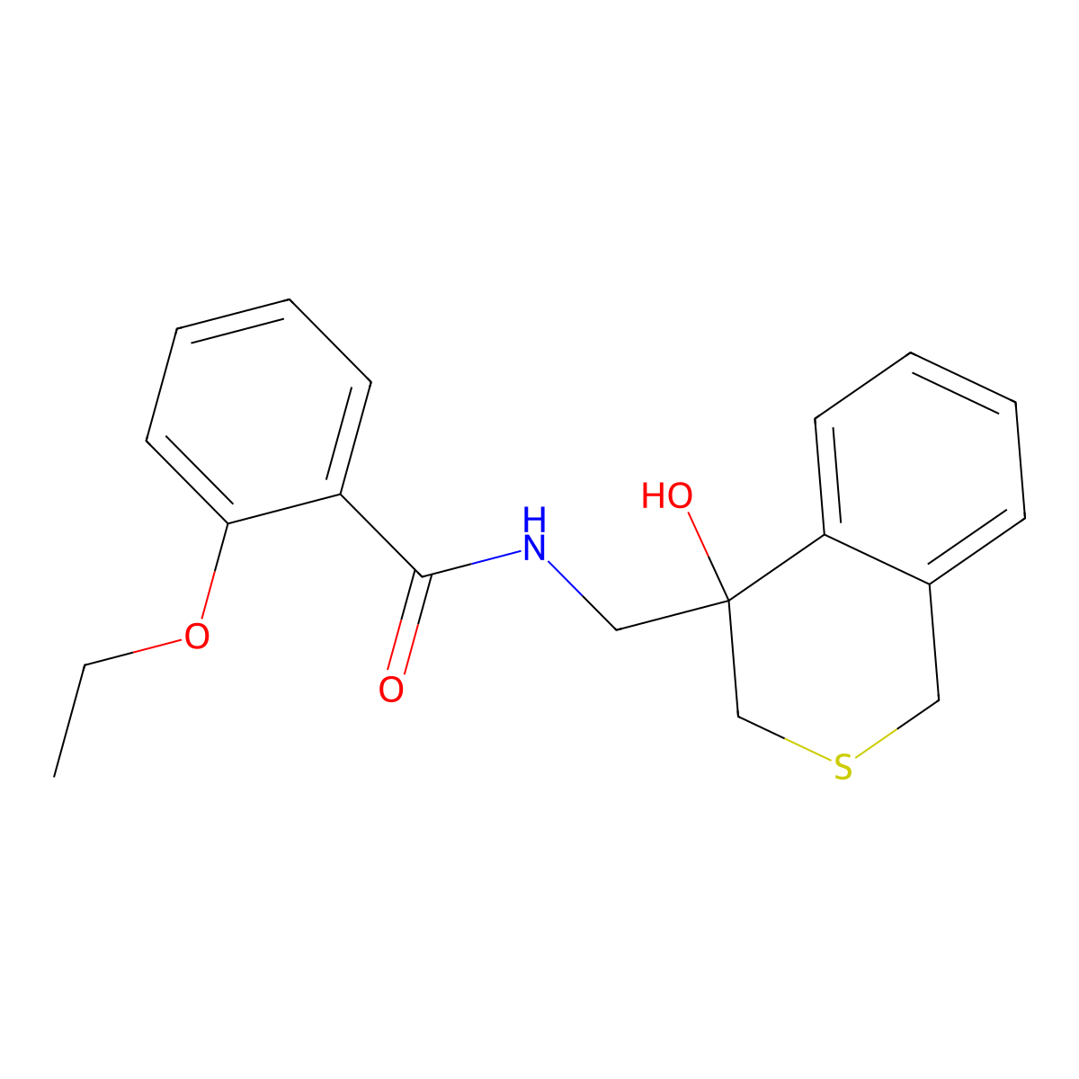 2-ethoxy-N-[(4-hydroxy-3,4-dihydro-1H-2-benzothiopyran-4-yl)methyl]benzamide molecular structure, CAS 2742058-09-7