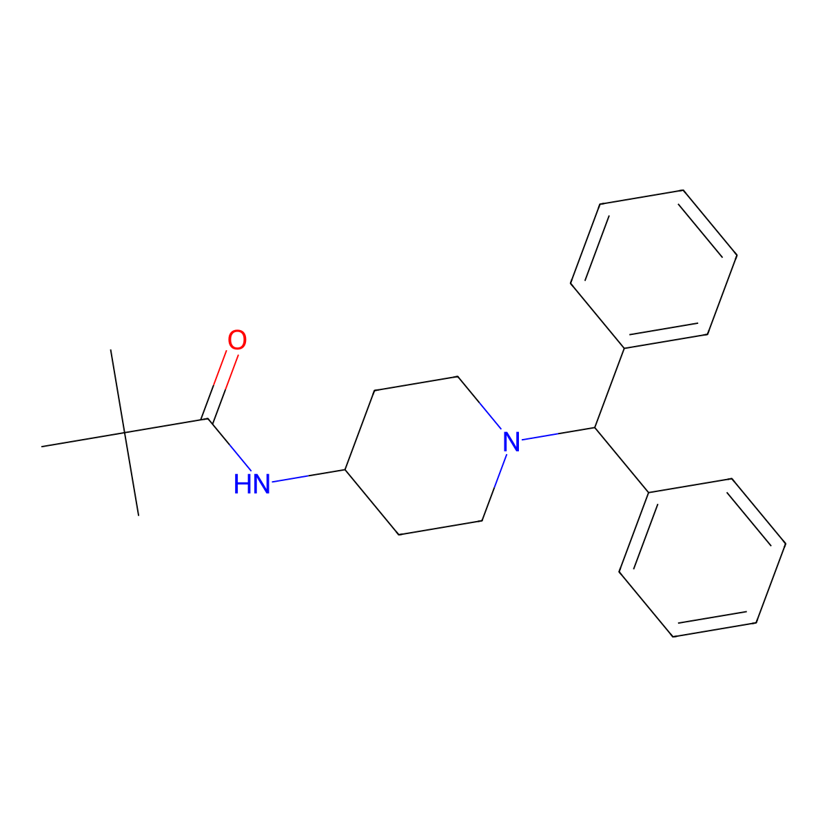 N-[1-(diphenylmethyl)piperidin-4-yl]-2,2-dimethylpropanamide molecular structure, CAS 2742058-13-3