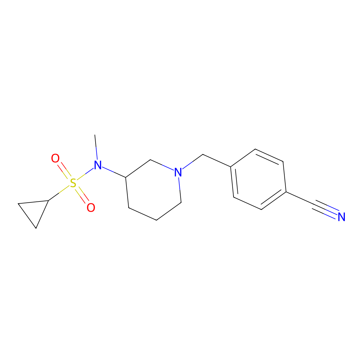 N-{1-[(4-cyanophenyl)methyl]piperidin-3-yl}-N-methylcyclopropanesulfonamide molecular structure, CAS 2742058-22-4