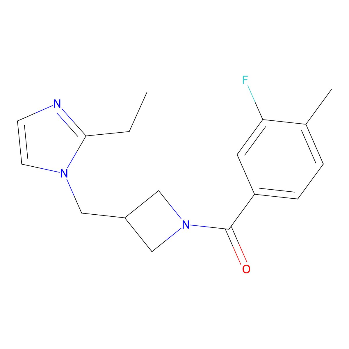 2-ethyl-1-{[1-(3-fluoro-4-methylbenzoyl)azetidin-3-yl]methyl}-1H-imidazole molecular structure, CAS 2742058-23-5