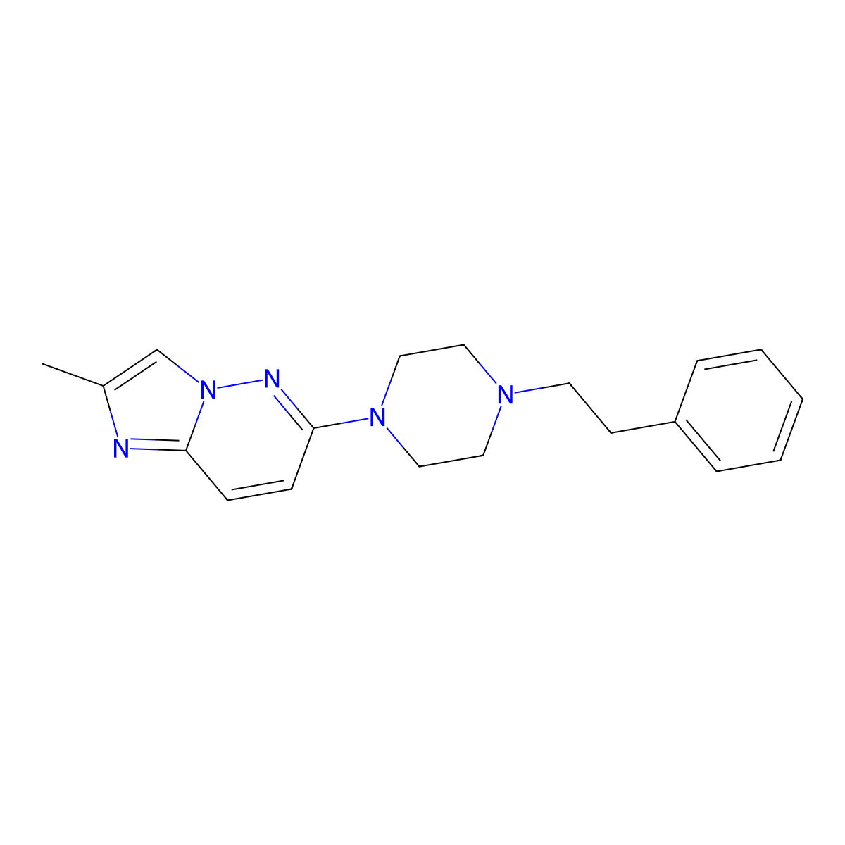 1-{2-Methylimidazo[1,2-b]pyridazin-6-yl}-4-(2-phenylethyl)piperazine molecular structure, CAS 2742058-31-5