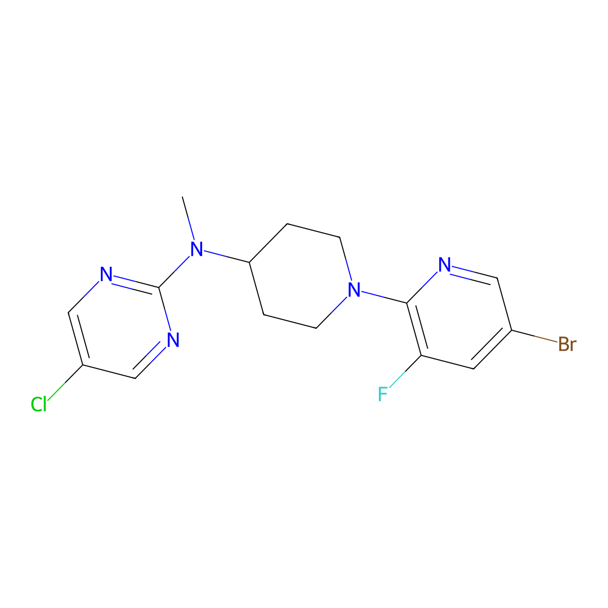 N-[1-(5-bromo-3-fluoropyridin-2-yl)piperidin-4-yl]-5-chloro-N-methylpyrimidin-2-amine molecular structure, CAS 2742058-33-7