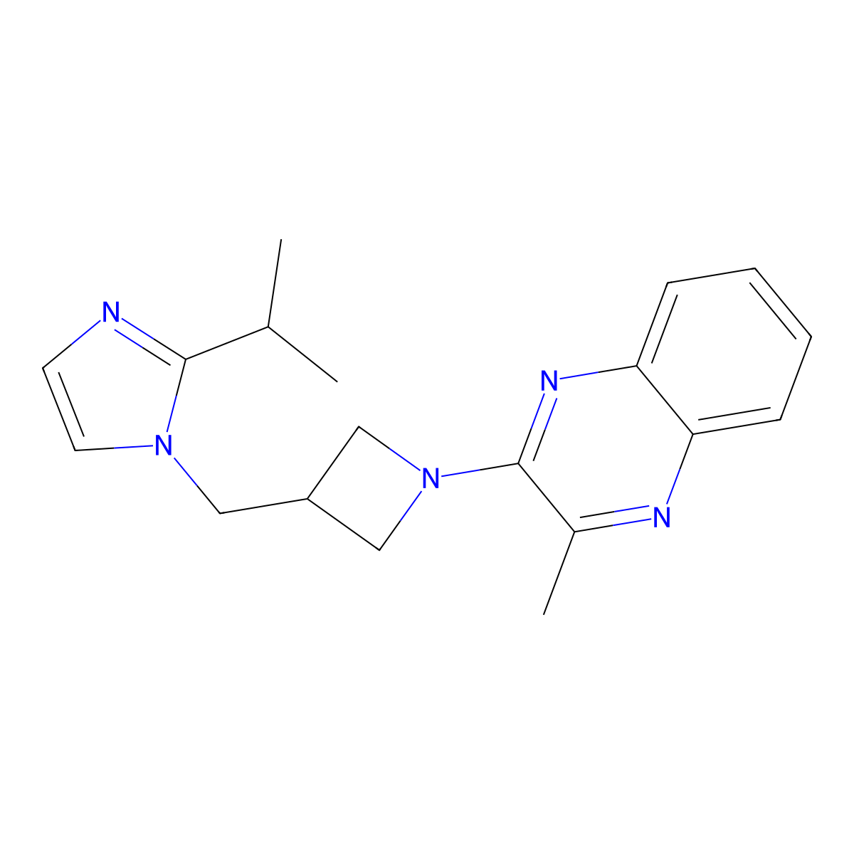 2-methyl-3-(3-{[2-(propan-2-yl)-1H-imidazol-1-yl]methyl}azetidin-1-yl)quinoxaline molecular structure, CAS 2742058-36-0