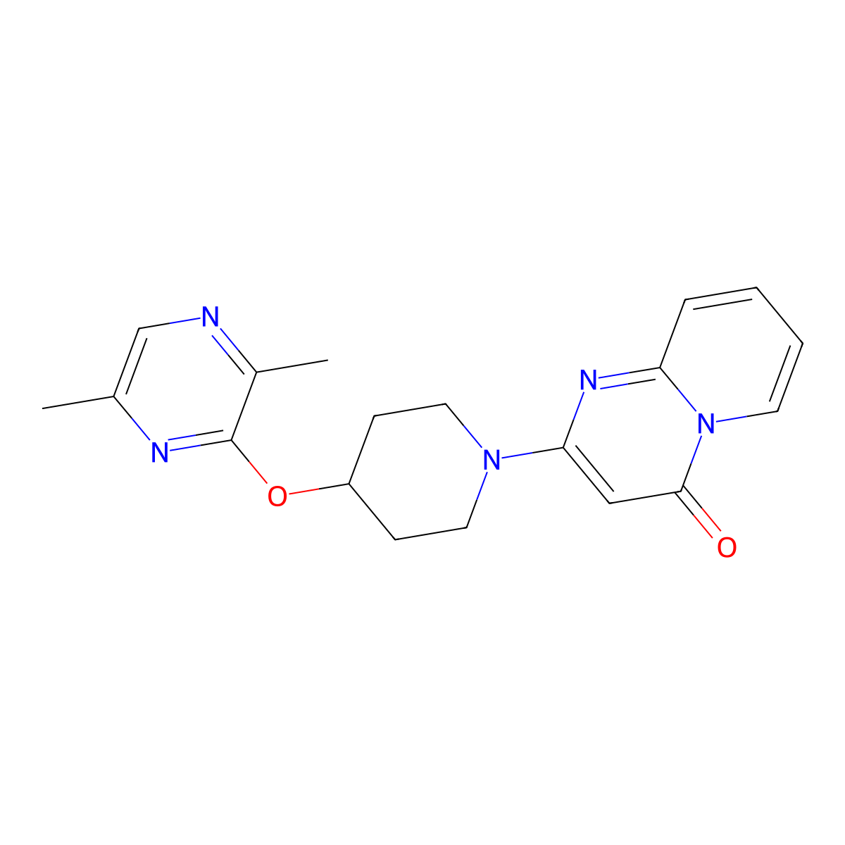 2-{4-[(3,6-dimethylpyrazin-2-yl)oxy]piperidin-1-yl}-4H-pyrido[1,2-a]pyrimidin-4-one molecular structure, CAS 2742058-37-1