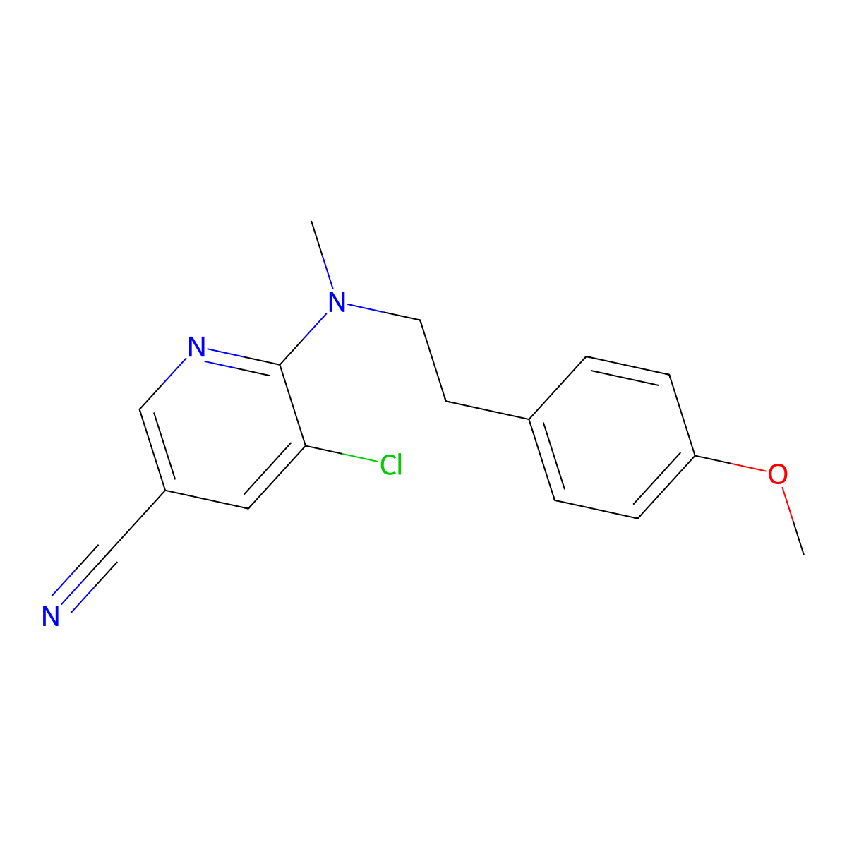 5-Chloro-6-{[2-(4-methoxyphenyl)ethyl](methyl)amino}pyridine-3-carbonitrile molecular structure, CAS 2742058-40-6