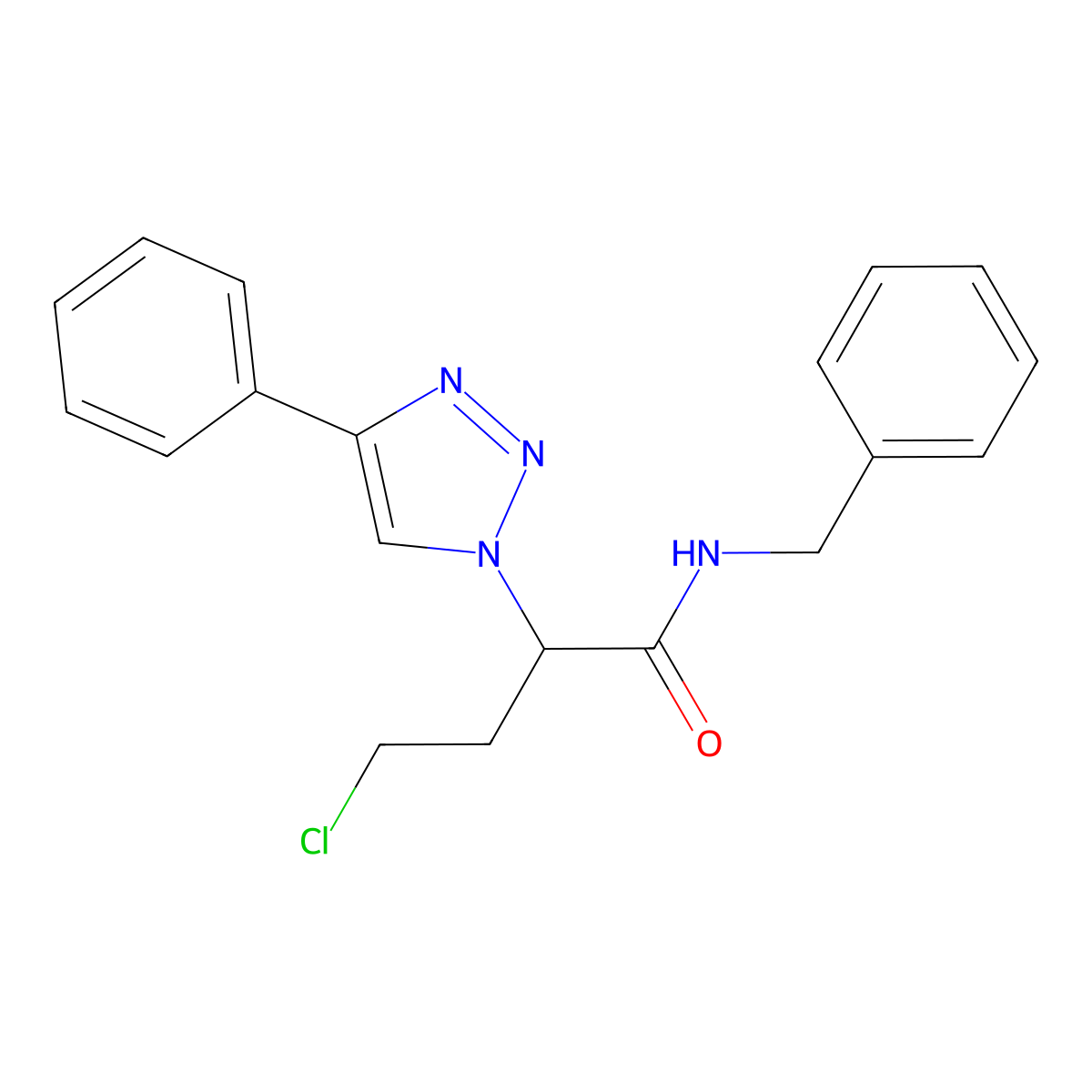 N-benzyl-4-chloro-2-(4-phenyl-1H-1,2,3-triazol-1-yl)butanamide molecular structure, CAS 2742058-42-8