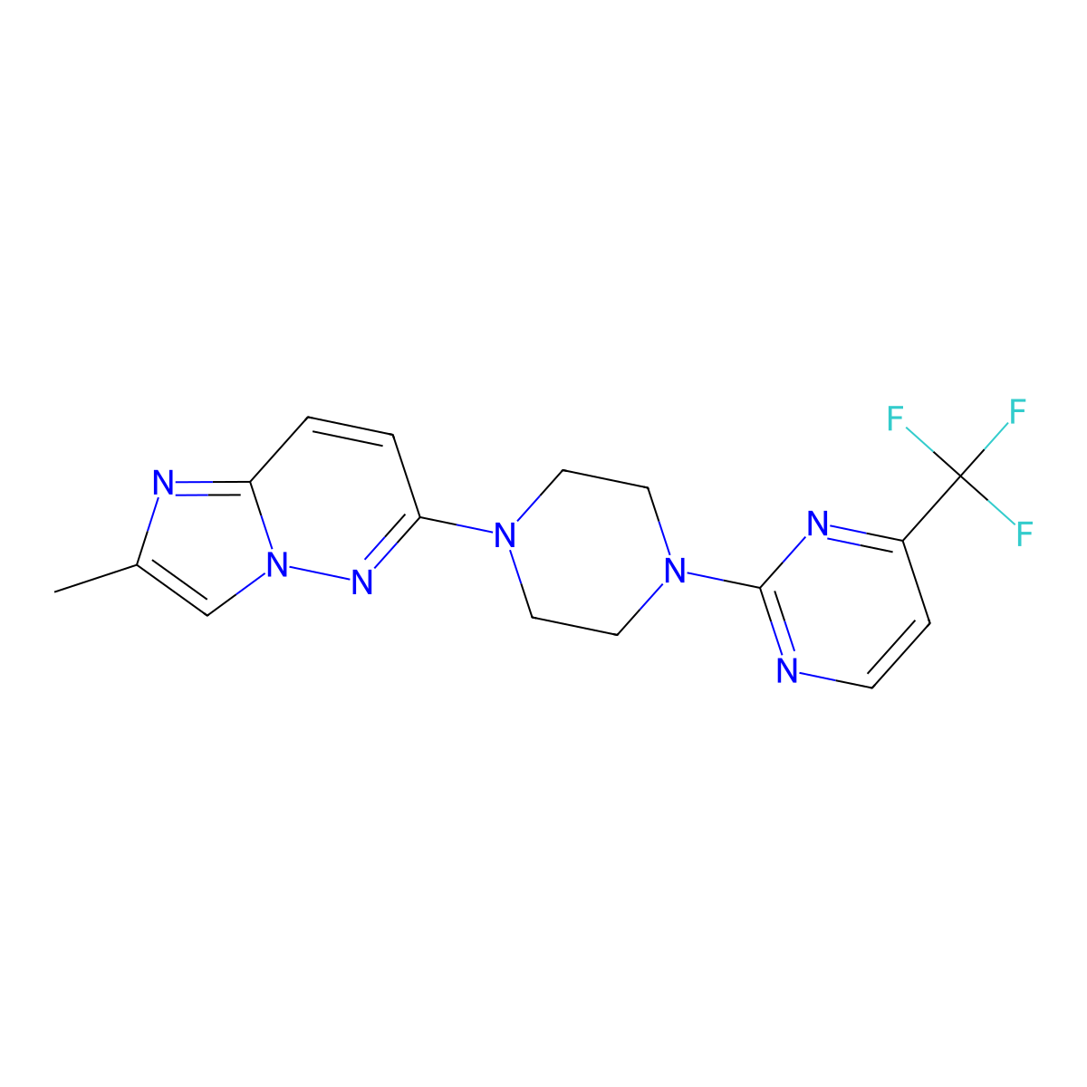 2-(4-{2-Methylimidazo[1,2-b]pyridazin-6-yl}piperazin-1-yl)-4-(trifluoromethyl)pyrimidine molecular structure, CAS 2742058-44-0