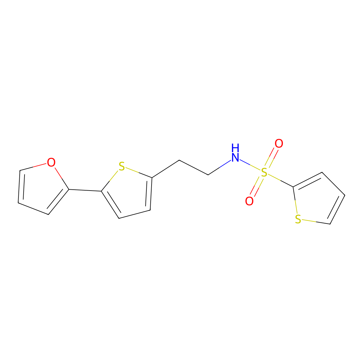 N-{2-[5-(furan-2-yl)thiophen-2-yl]ethyl}thiophene-2-sulfonamide molecular structure, CAS 2742058-48-4