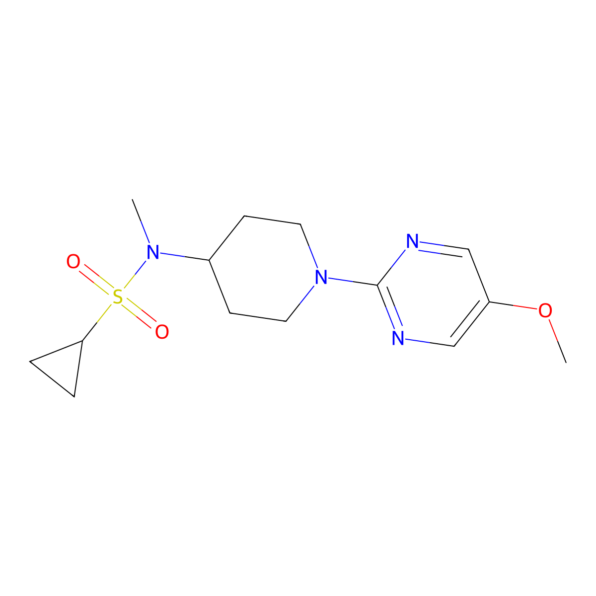N-[1-(5-methoxypyrimidin-2-yl)piperidin-4-yl]-N-methylcyclopropanesulfonamide molecular structure, CAS 2742058-49-5