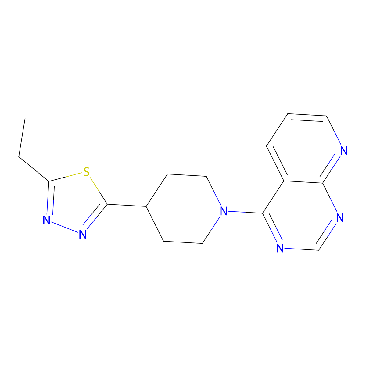 4-(5-Ethyl-1,3,4-thiadiazol-2-yl)-1-{pyrido[2,3-d]pyrimidin-4-yl}piperidine molecular structure, CAS 2742058-50-8