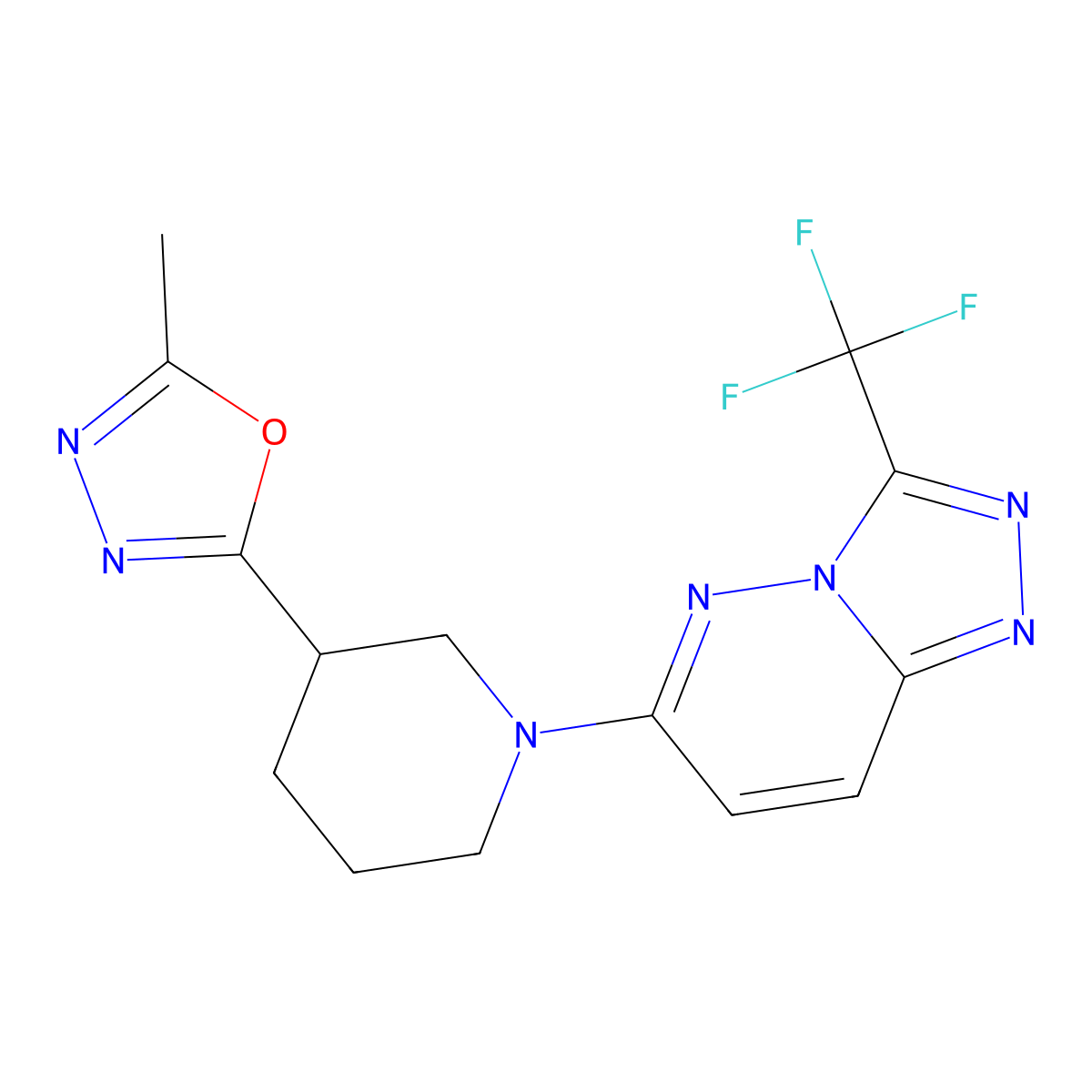 3-(5-Methyl-1,3,4-oxadiazol-2-yl)-1-[3-(trifluoromethyl)-[1,2,4]triazolo[4,3-b]pyridazin-6-yl]piperidine molecular structure, CAS 2742058-51-9