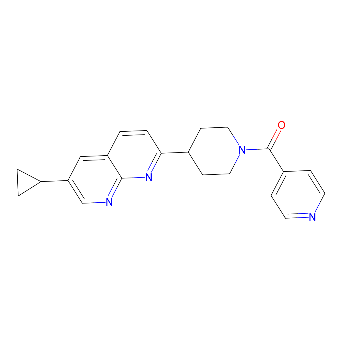 6-Cyclopropyl-2-[1-(pyridine-4-carbonyl)piperidin-4-yl]-1,8-naphthyridine molecular structure, CAS 2742058-52-0