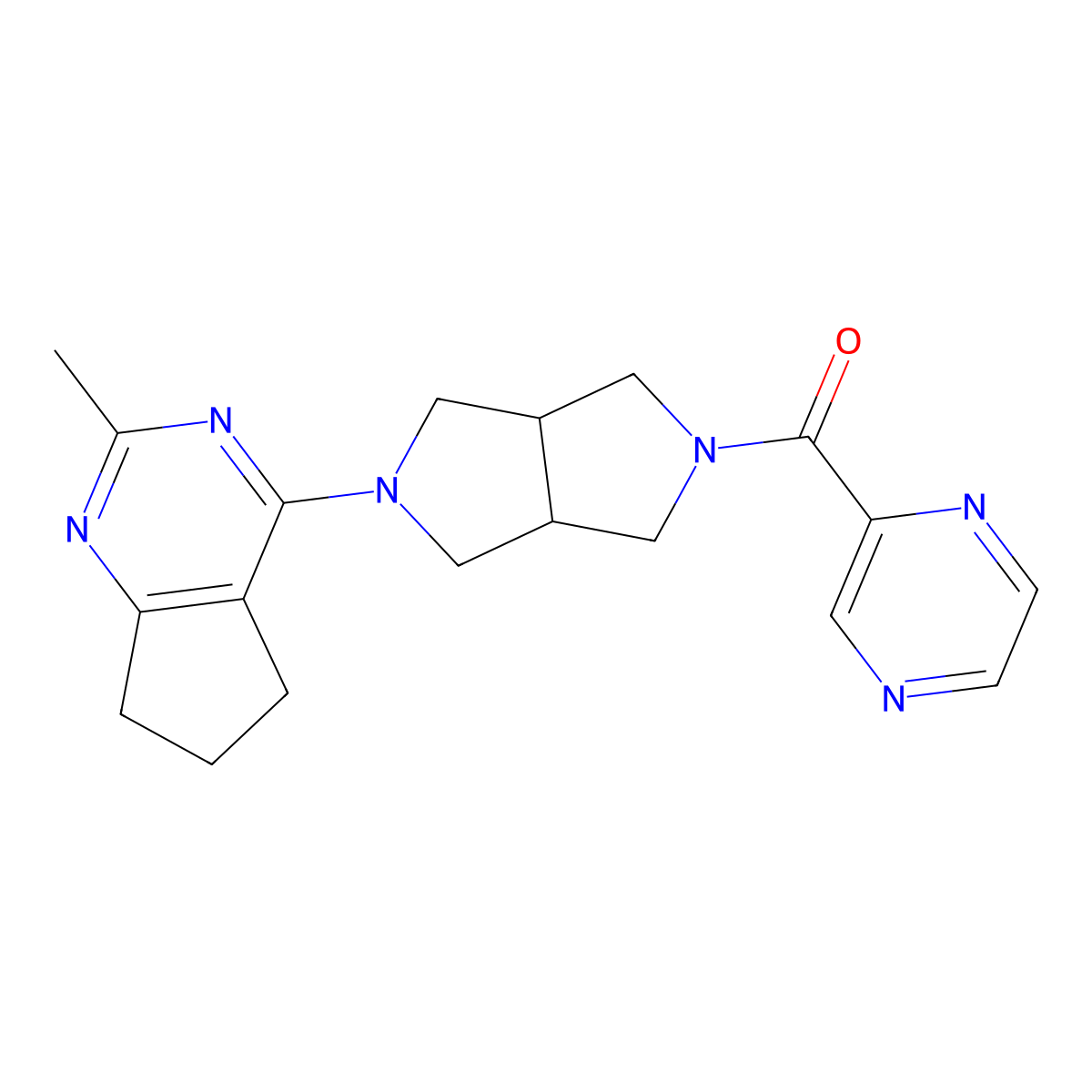 2-(5-{2-methyl-5H,6H,7H-cyclopenta[d]pyrimidin-4-yl}-octahydropyrrolo[3,4-c]pyrrole-2-carbonyl)pyrazine molecular structure, CAS 2742058-53-1