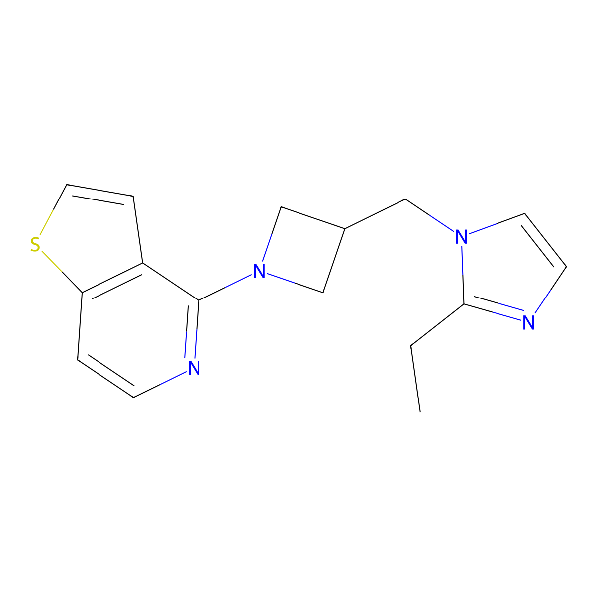 2-ethyl-1-[(1-{thieno[3,2-c]pyridin-4-yl}azetidin-3-yl)methyl]-1H-imidazole molecular structure, CAS 2742058-58-6