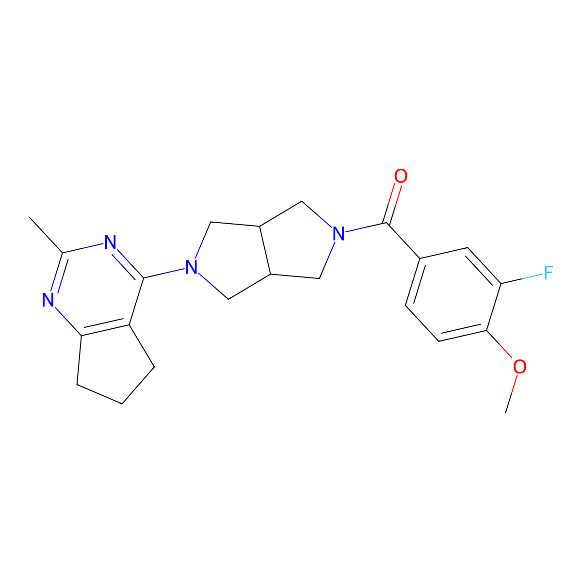 2-(3-fluoro-4-methoxybenzoyl)-5-{2-methyl-5H,6H,7H-cyclopenta[d]pyrimidin-4-yl}-octahydropyrrolo[3,4-c]pyrrole molecular structure, CAS 2742058-64-4