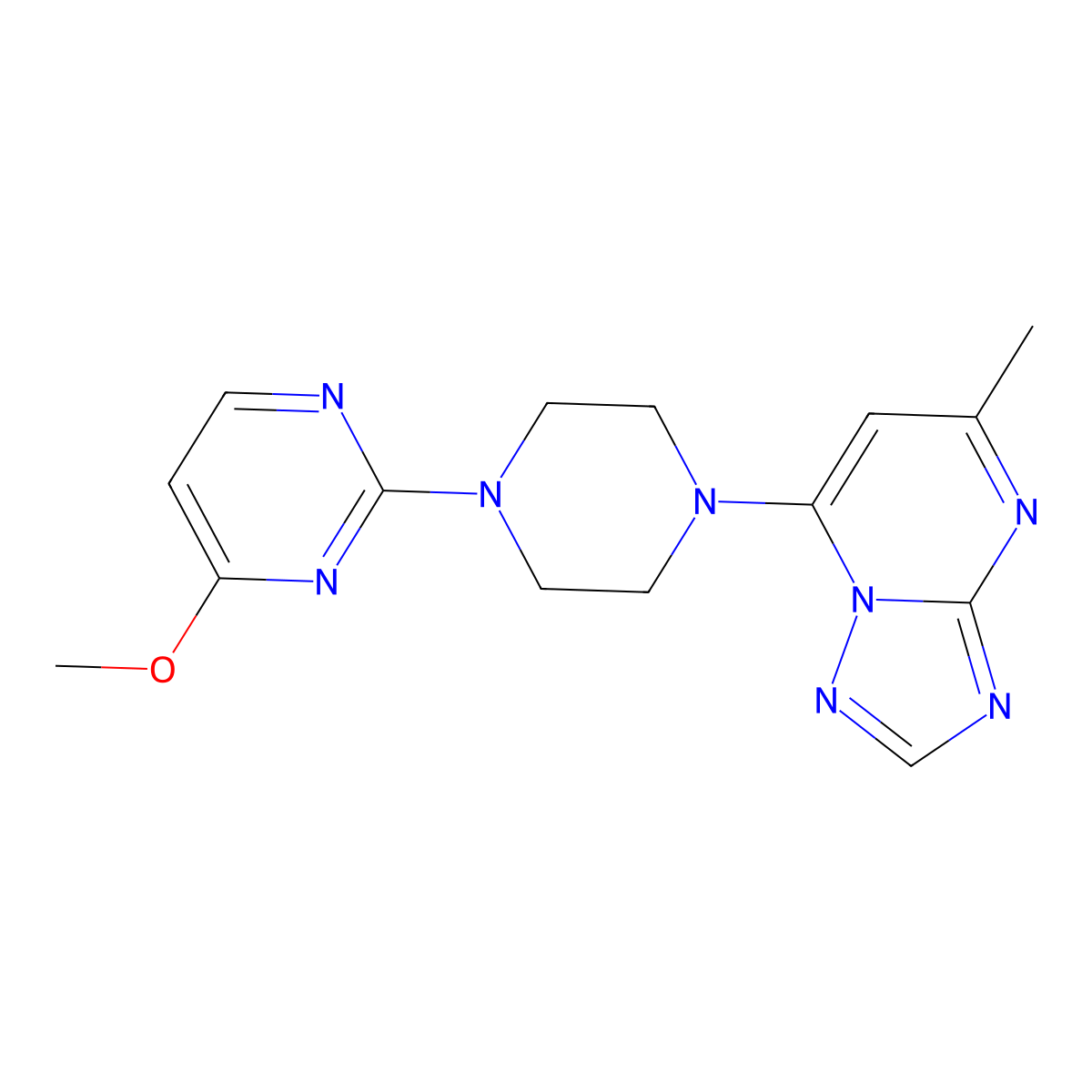 4-Methoxy-2-(4-{5-methyl-[1,2,4]triazolo[1,5-a]pyrimidin-7-yl}piperazin-1-yl)pyrimidine molecular structure, CAS 2742058-65-5